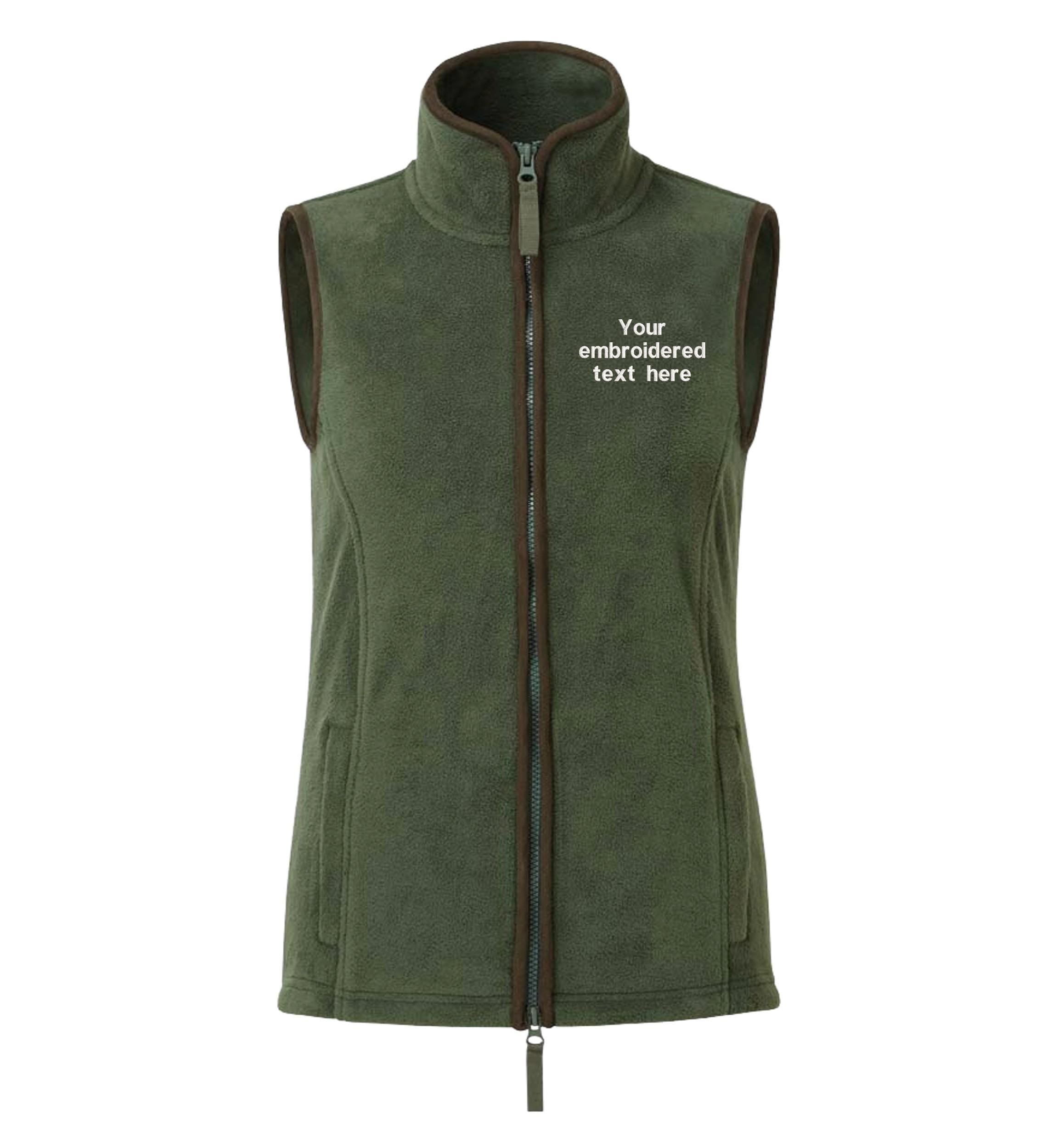 Embroidered Personalised Fleece Gilet Custom Text Ladies Country Farmer Bodywarmer Jacket