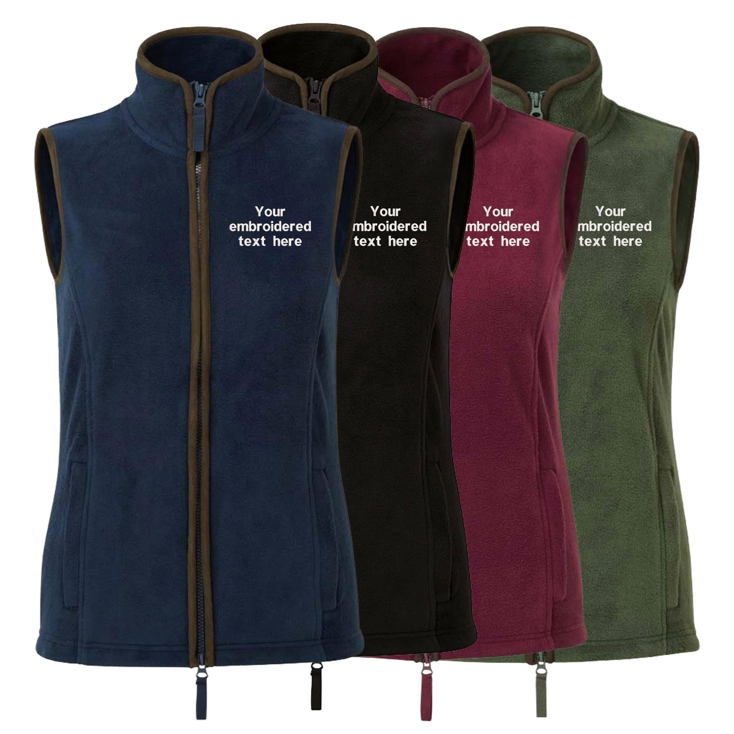 Embroidered Personalised Fleece Gilet Custom Text Ladies Country Farmer Bodywarmer Jacket