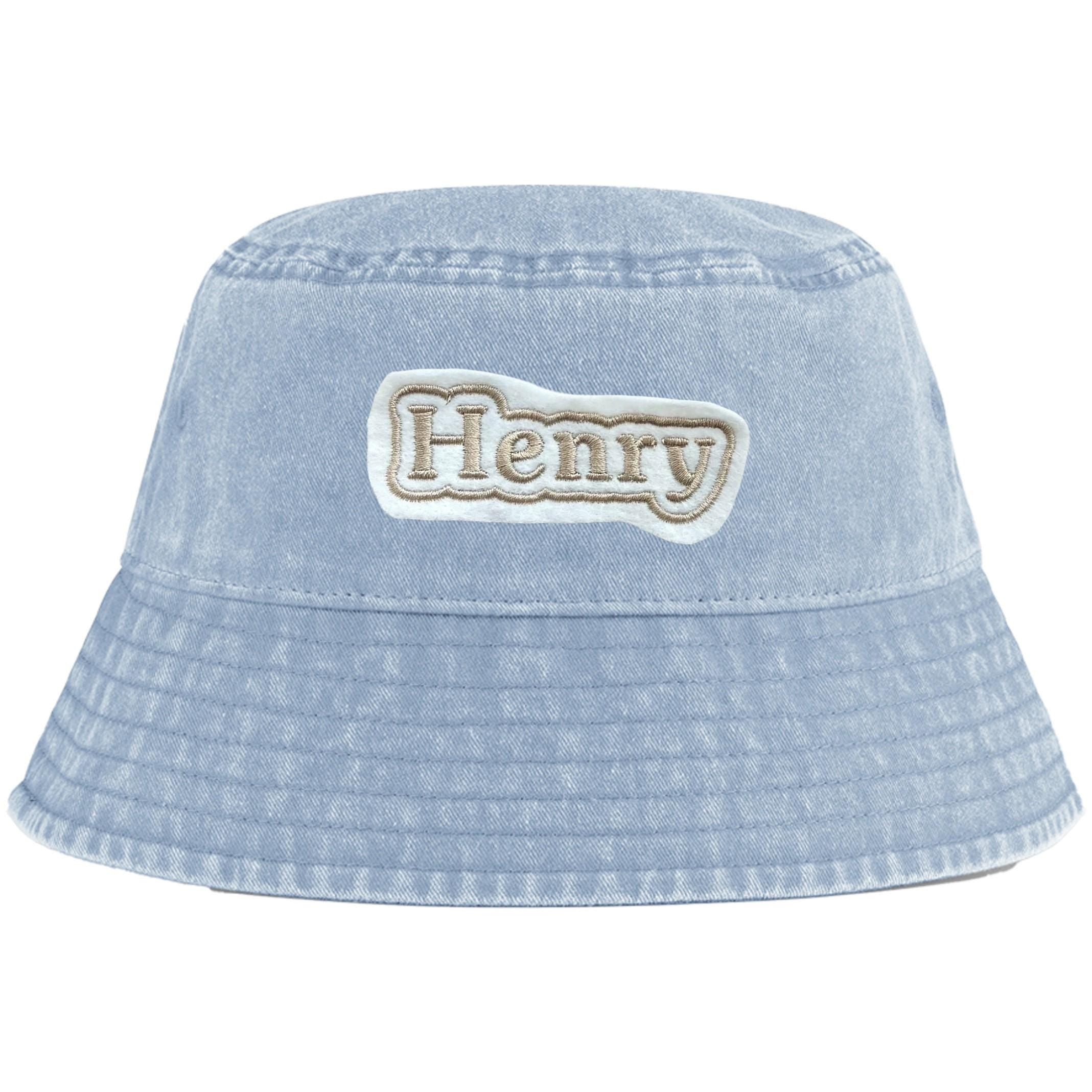 Embroidered Personalised Name Patch Childrens Bucket Hat Custom Text Summer Sun