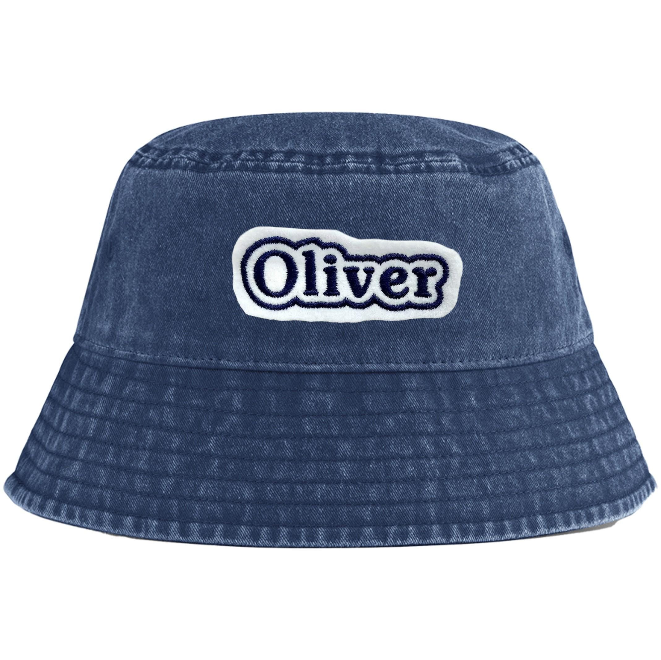 Embroidered Personalised Name Patch Childrens Bucket Hat Custom Text Summer Sun