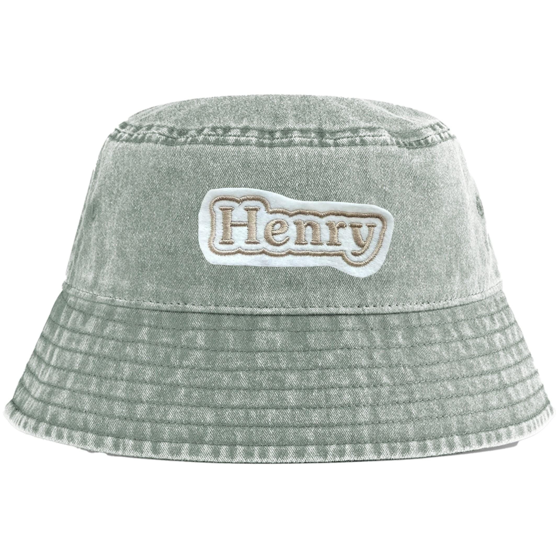 Embroidered Personalised Name Patch Childrens Bucket Hat Custom Text Summer Sun