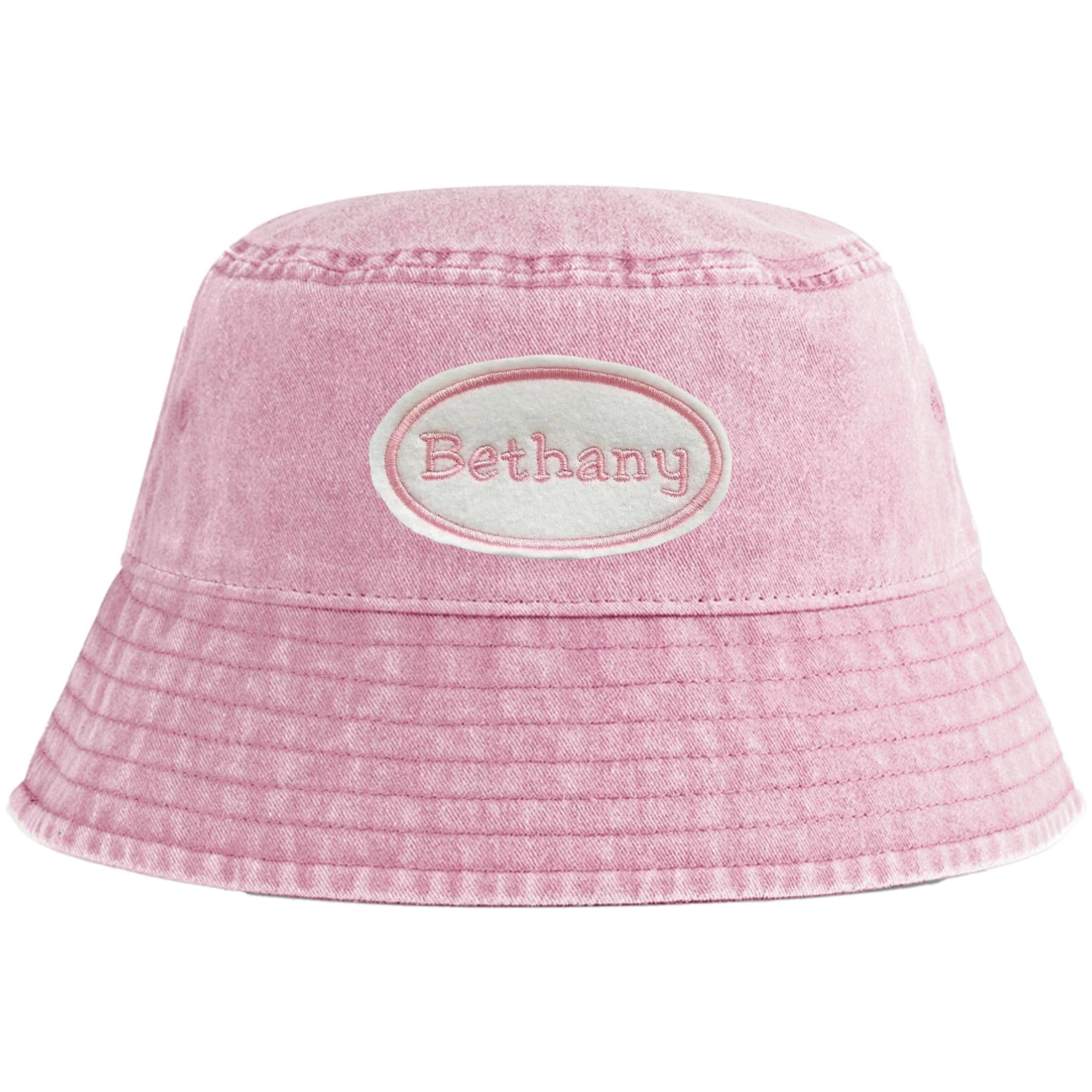 Embroidered Personalised Name Patch Childrens Bucket Hat Custom Text Summer Sun