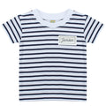 Embroidered Personalised Name Patch Striped T-Shirt Kids Custom Top