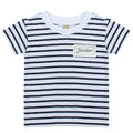 Embroidered Personalised Name Patch Striped T-Shirt Kids Custom Top