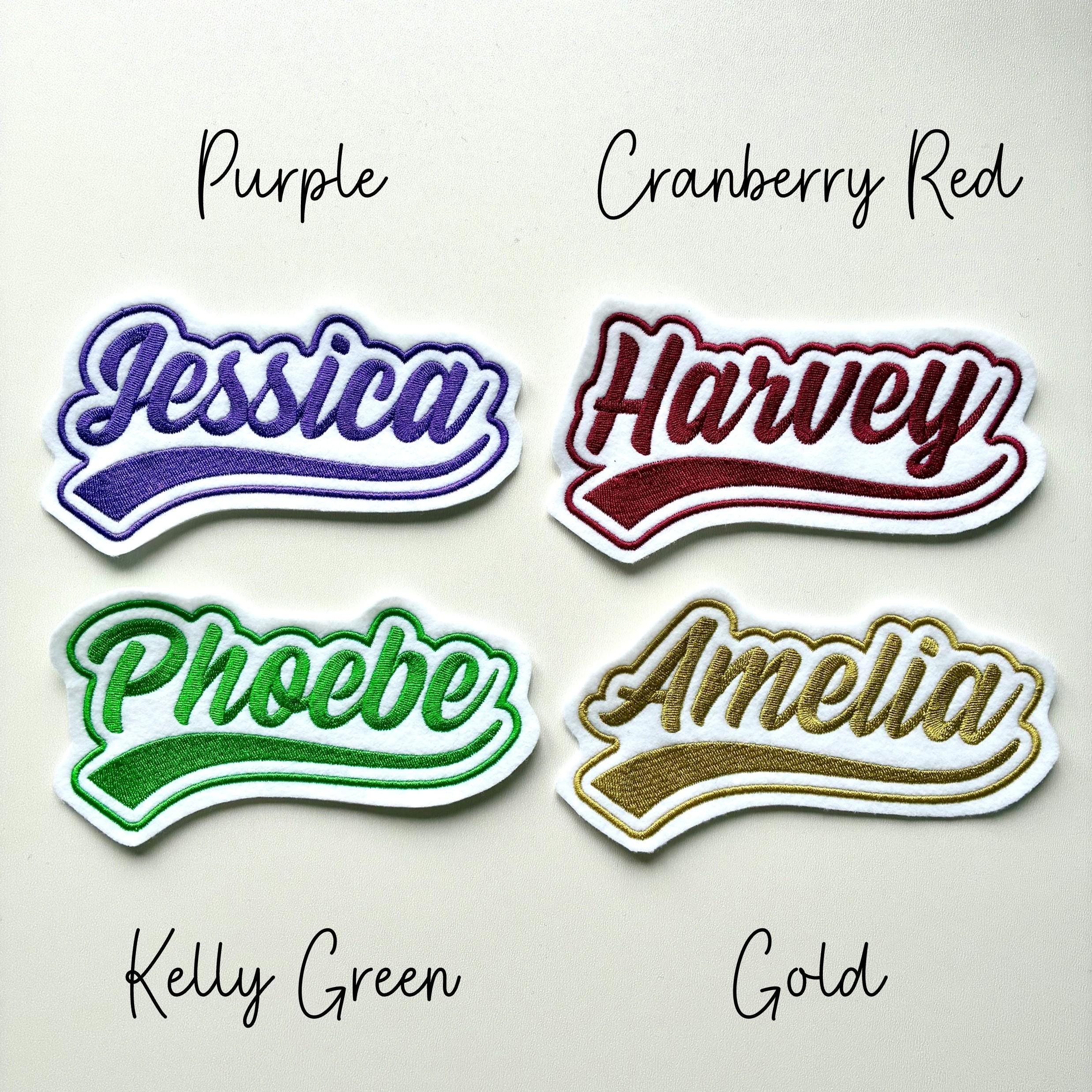 Personalised Embroidered Name Varsity Patch Iron On & Sew On Custom Text Badge