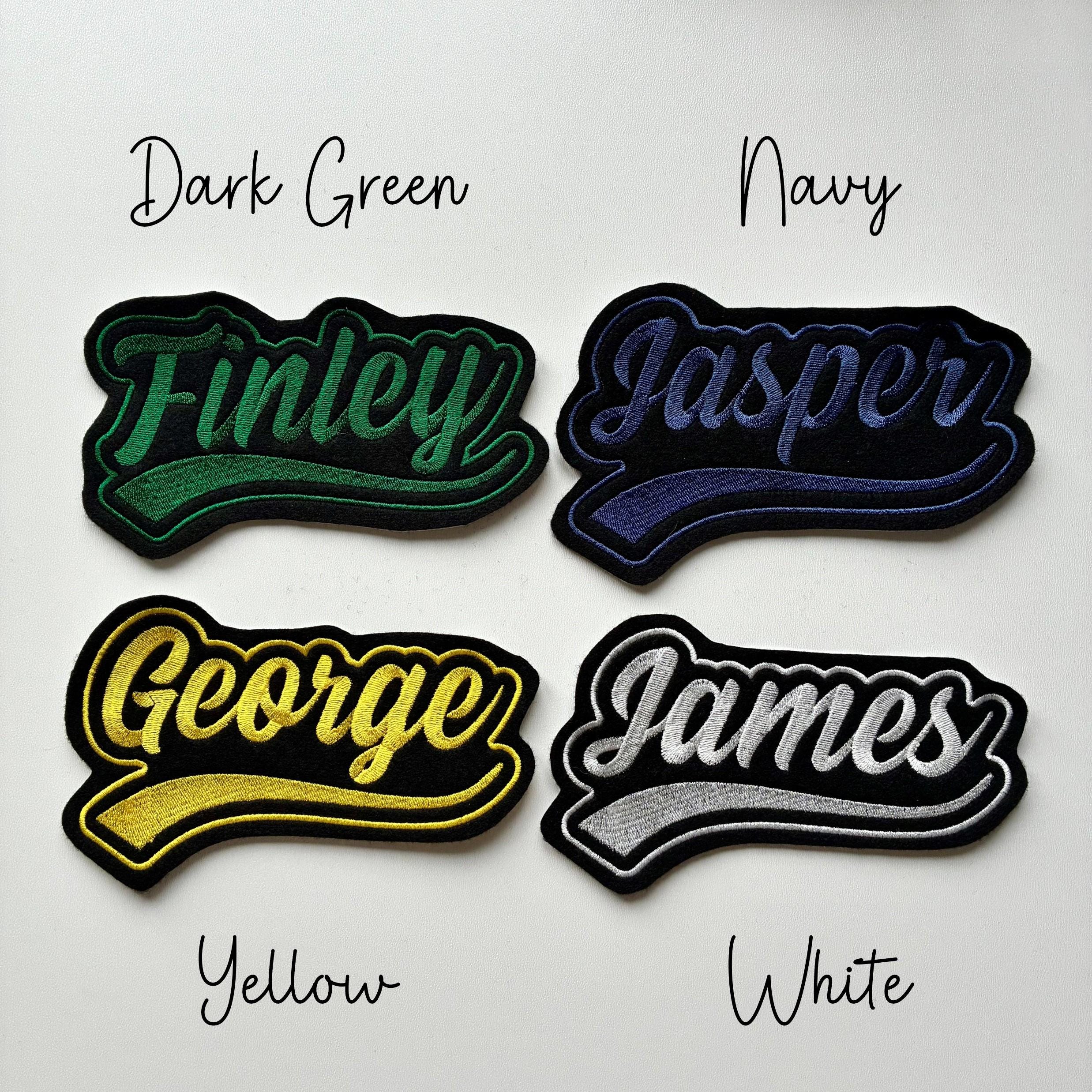 Personalised Embroidered Name Varsity Patch Iron On & Sew On Custom Text Badge