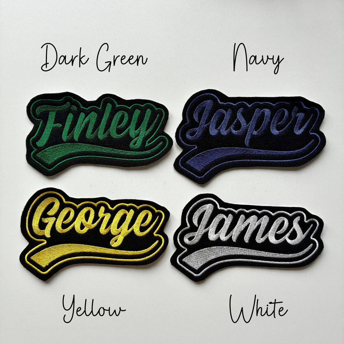 Personalised Embroidered Name Varsity Patch Iron On & Sew On Custom Text Badge