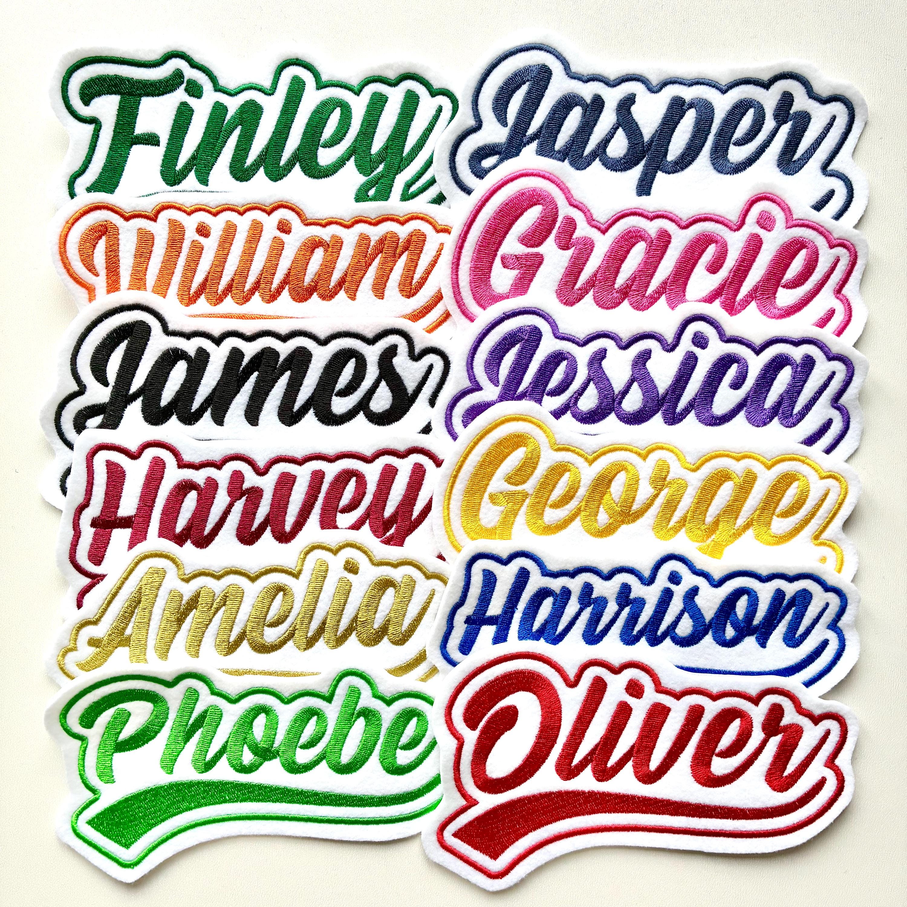 Personalised Embroidered Name Varsity Patch Iron On & Sew On Custom Text Badge
