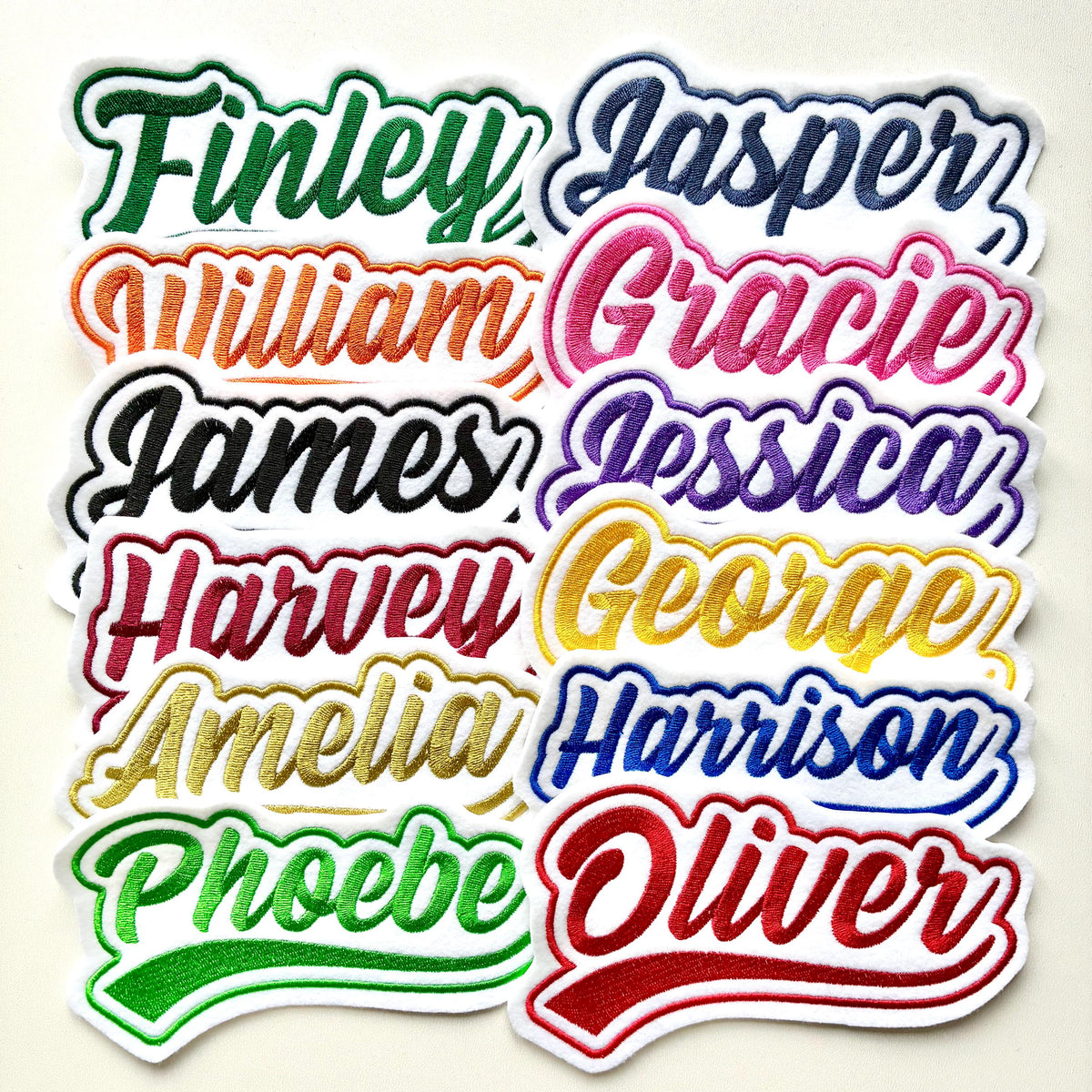 Personalised Embroidered Name Varsity Patch Iron On & Sew On Custom Text Badge