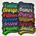 Personalised Embroidered Name Varsity Patch Iron On & Sew On Custom Text Badge
