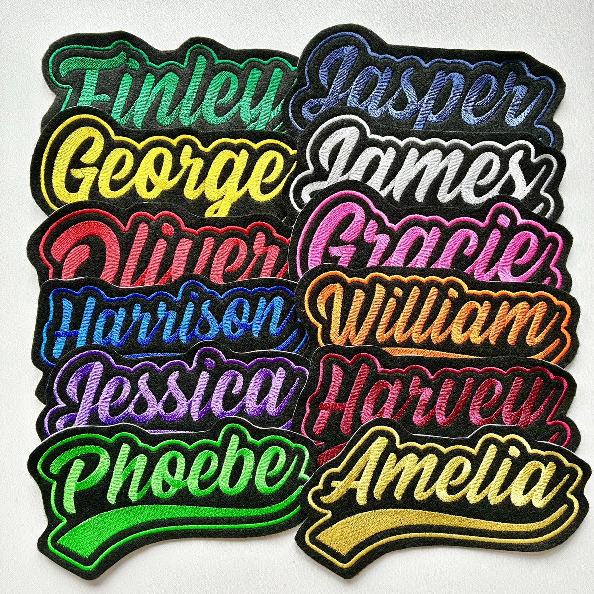 Personalised Embroidered Name Varsity Patch Iron On & Sew On Custom Text Badge
