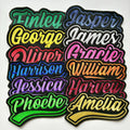 Personalised Embroidered Name Varsity Patch Iron On & Sew On Custom Text Badge