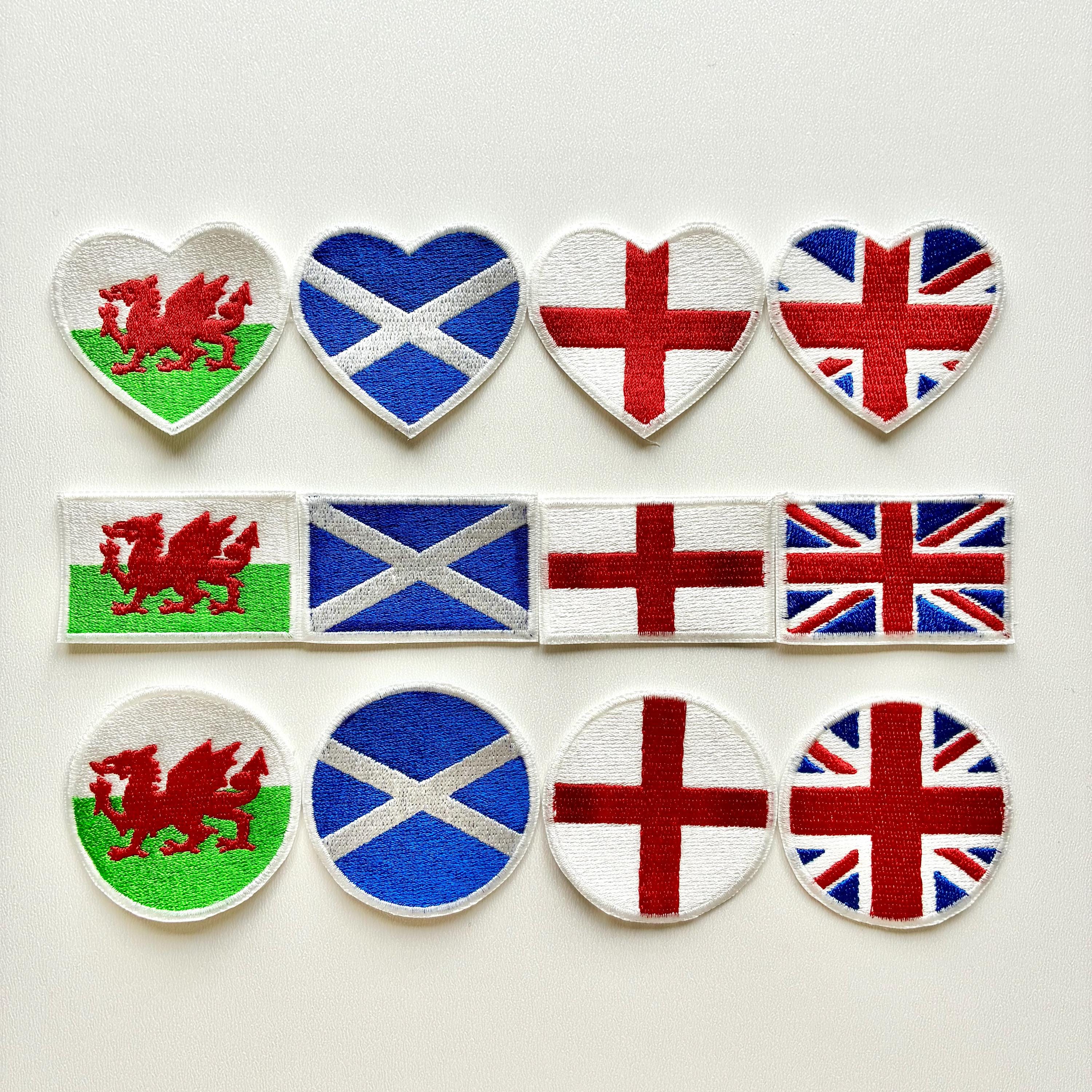 Embroidered Flag Patch Iron On & Sew On Union Jack England Scotland Wales Badge