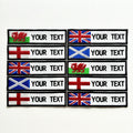 Personalised Embroidered Flag Patch Sew/Iron/VELCRO® Custom Text Badge White