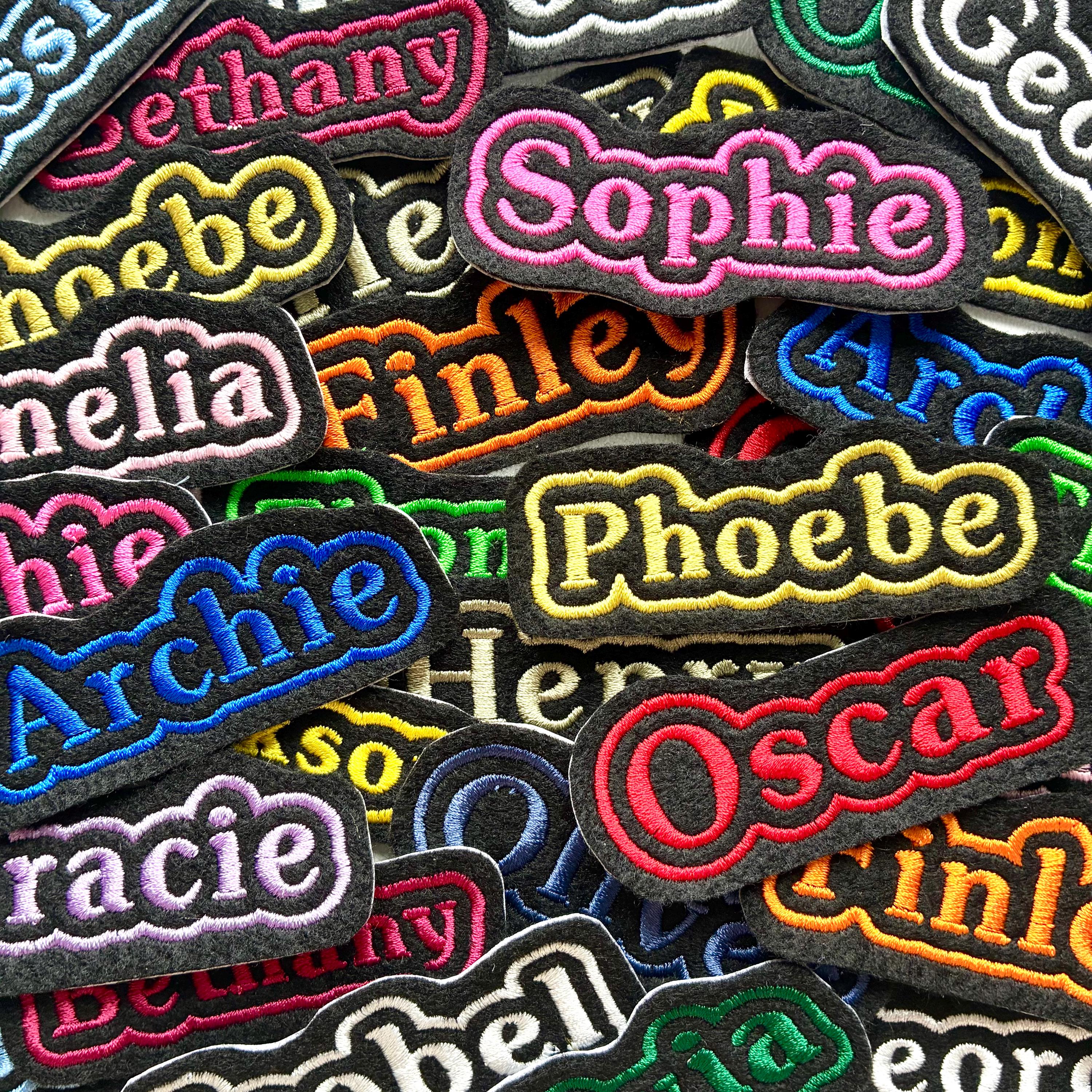 Personalised Embroidered Name Patch Iron On & Sew On Custom Text Badge (P1)