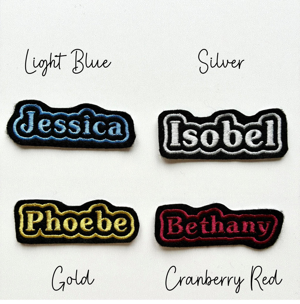 Personalised Embroidered Name Patch Iron On & Sew On Custom Text Badge (P1)