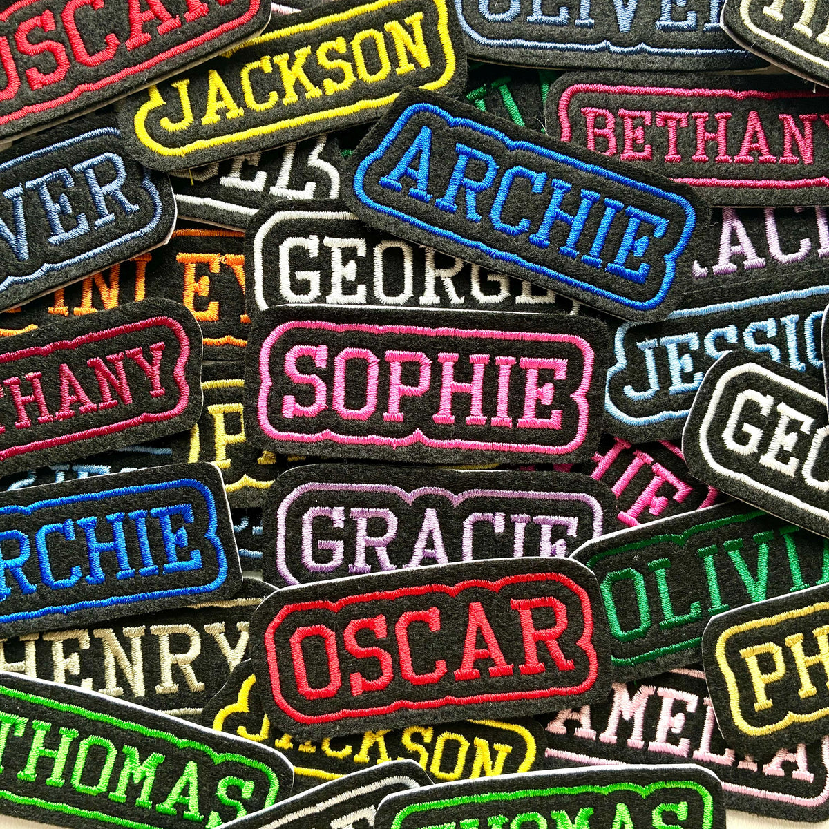 Personalised Embroidered Name Patch Iron On & Sew On Custom Text Badge (P10)