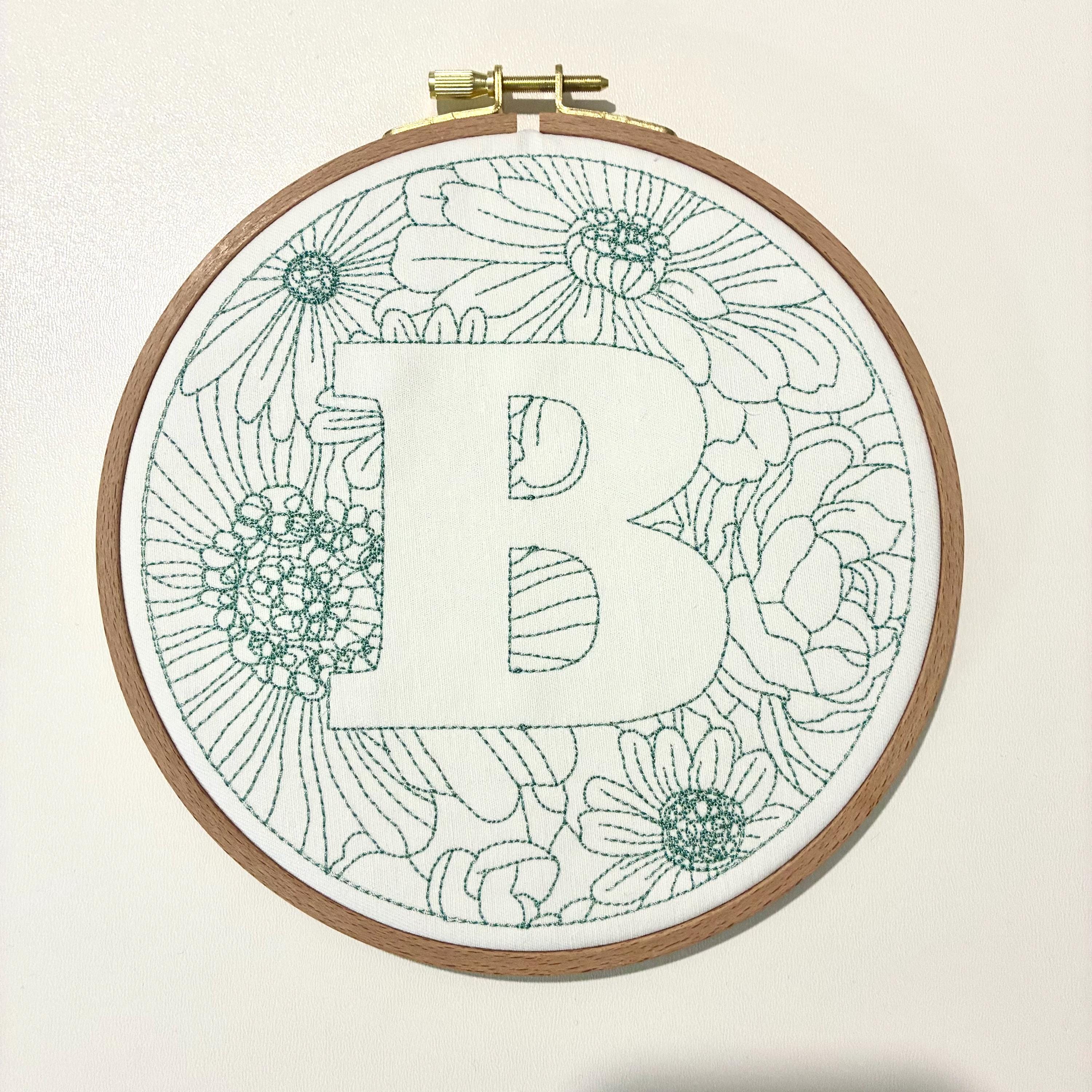 Personalised Embroidery Hoop – Custom Floral Initial Embroidered Vintage Art Nursery Decor Baby Shower Birth Announcement Gift