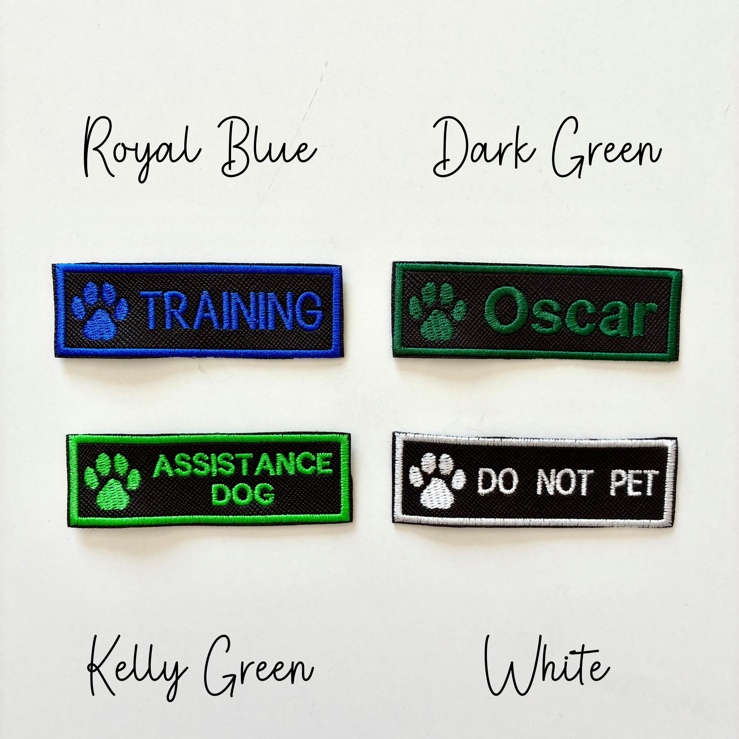 Personalised Embroidered Dog Paw Text Patch Iron & Sew On Training Harness Badge