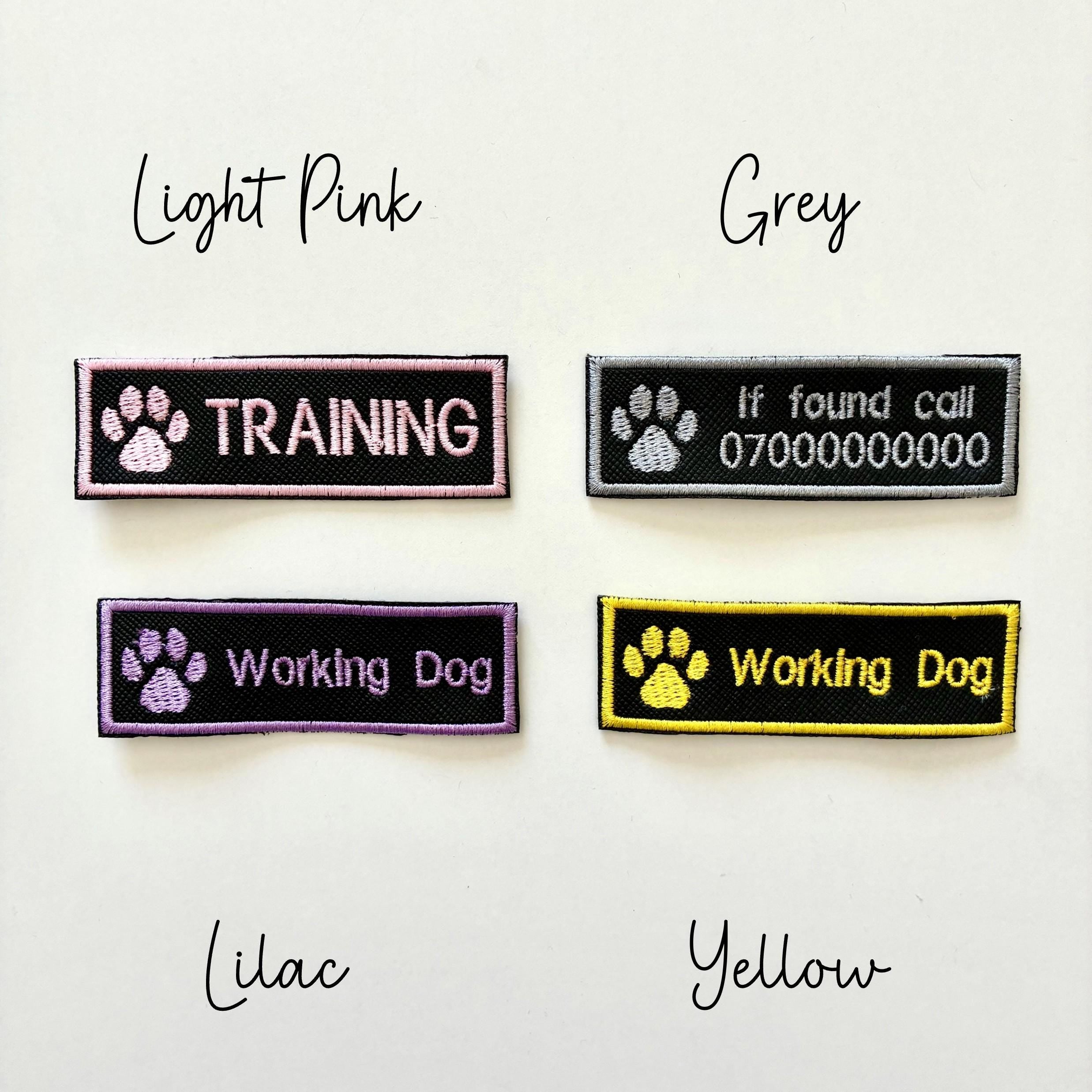 Personalised Embroidered Dog Paw Text Patch Iron & Sew On Training Harness Badge