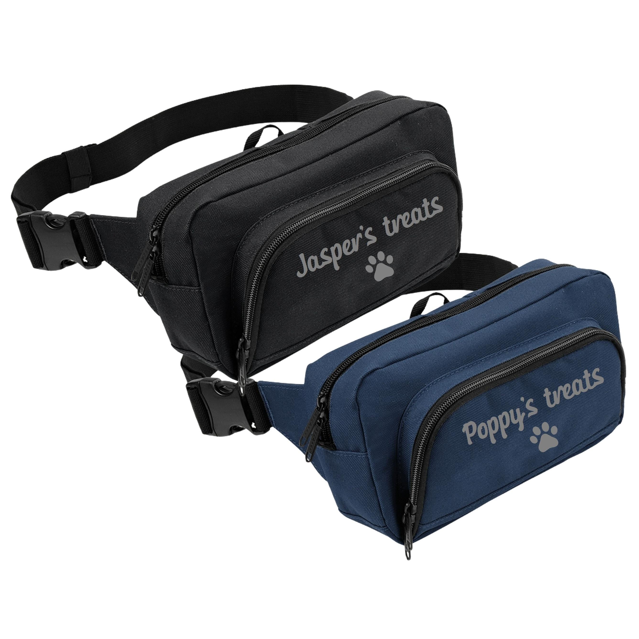 Personalised Name Dog Treats Belt Bag - Custom Puppy Walking Training Cross Body Bumbag