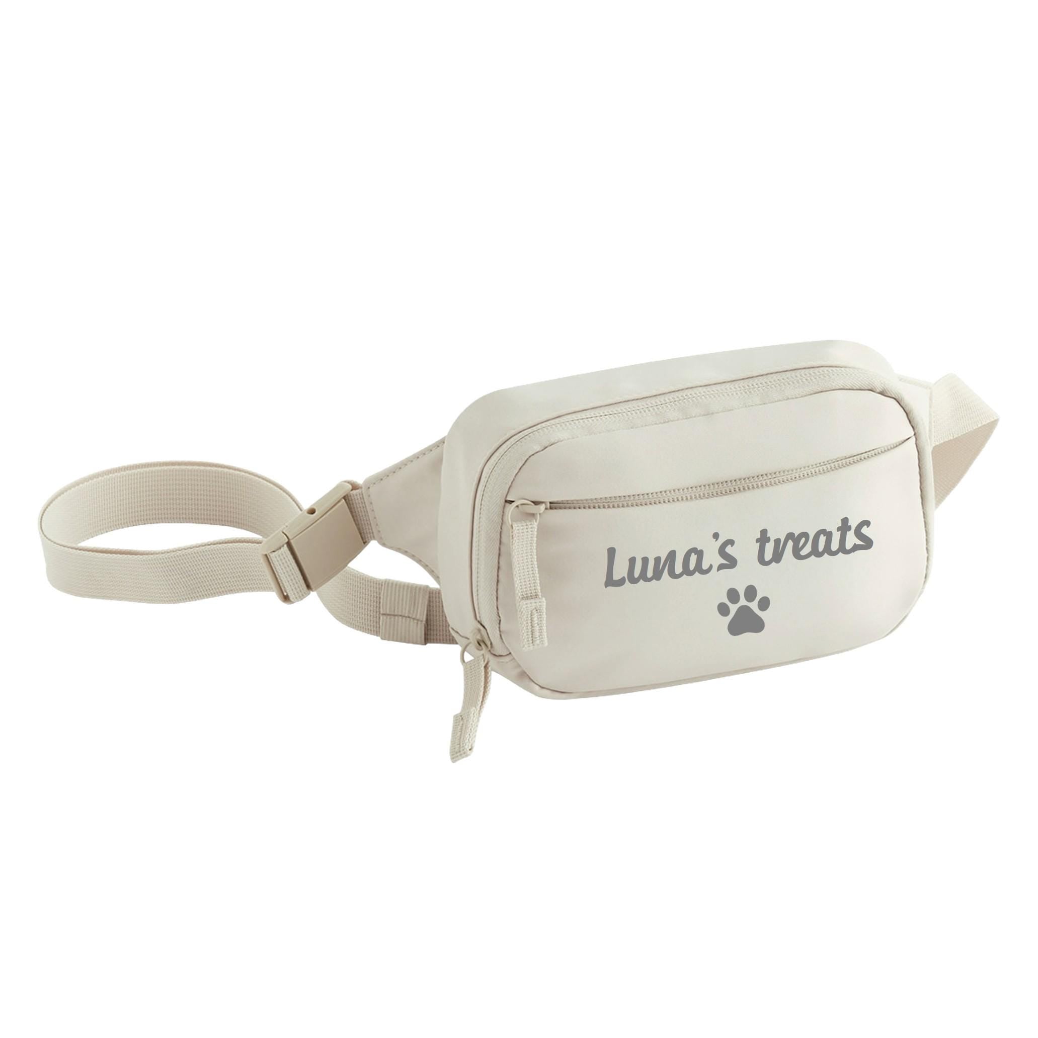 Personalised Name Dog Treats Belt Bag - Custom Puppy Walking Training Cross Body Bumbag