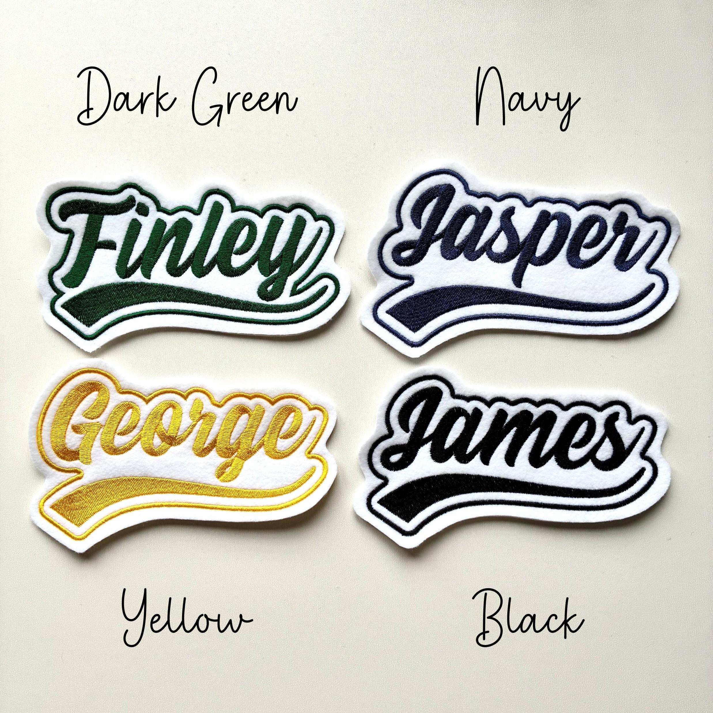 Personalised Embroidered Name Varsity Patch Iron On & Sew On Custom Text Badge