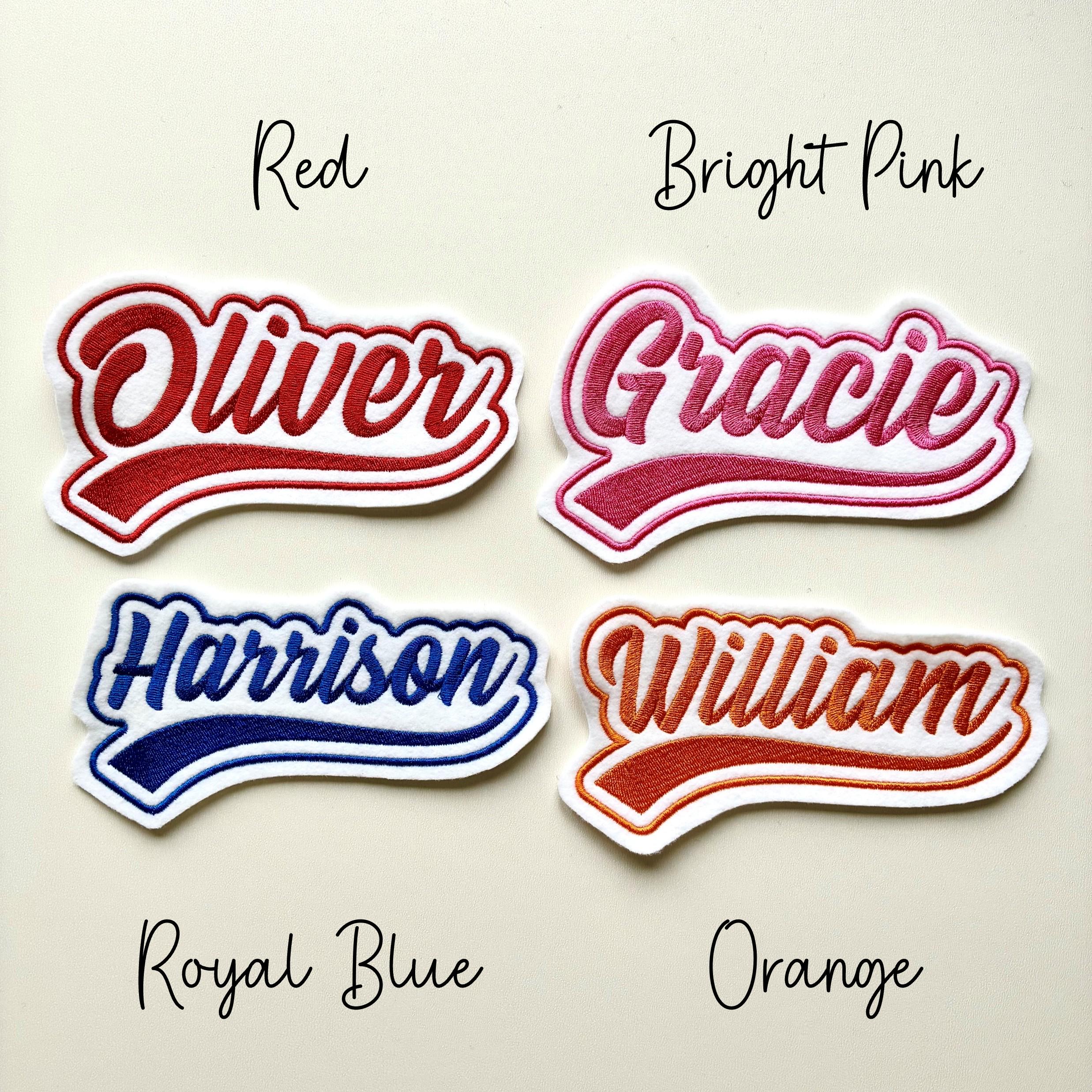 Personalised Embroidered Name Varsity Patch Iron On & Sew On Custom Text Badge