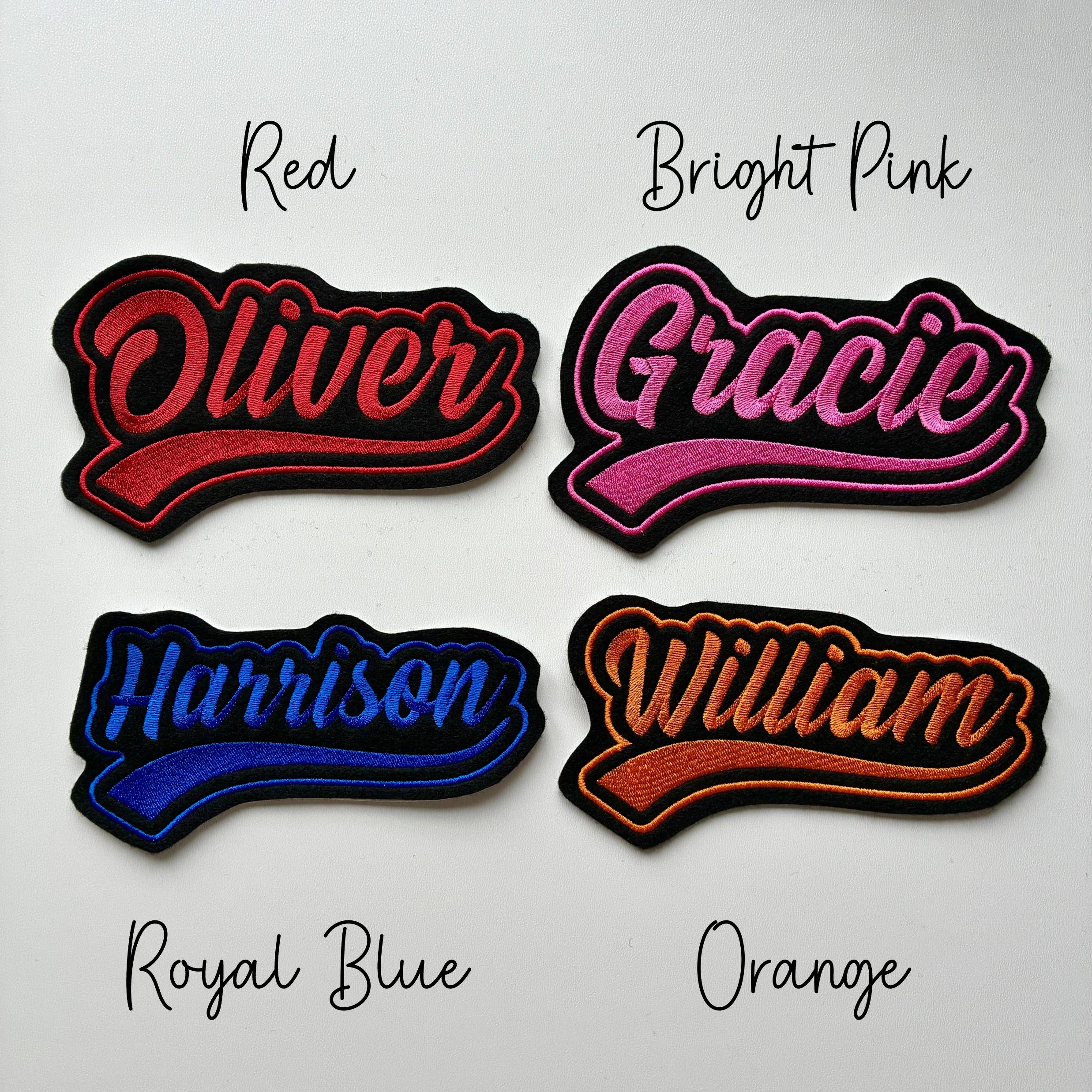 Personalised Embroidered Name Varsity Patch Iron On & Sew On Custom Text Badge