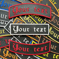 Personalised Embroidered Patch Iron On & Sew On Custom Text Old English Biker