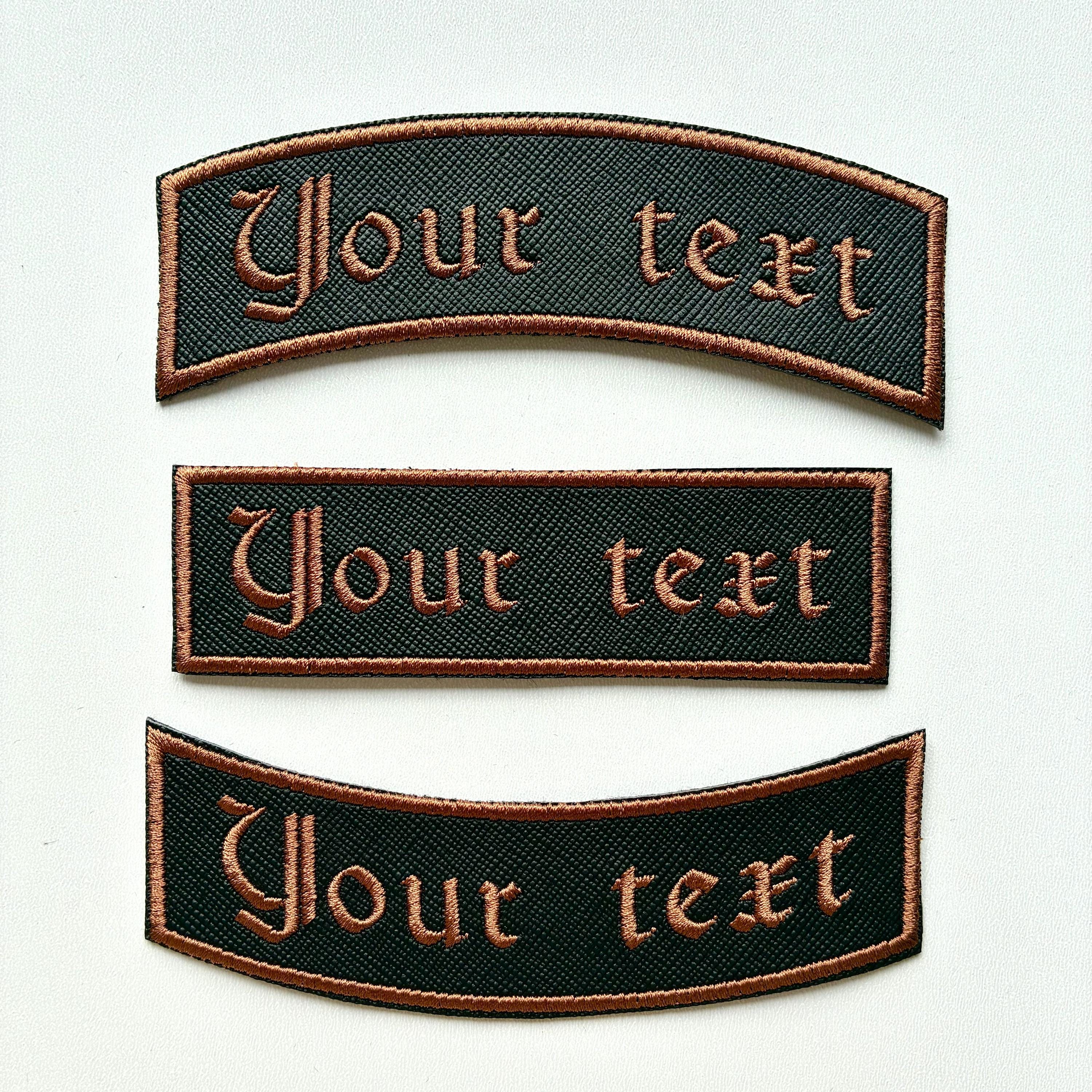 Personalised Embroidered Patch Iron On & Sew On Custom Text Old English Biker