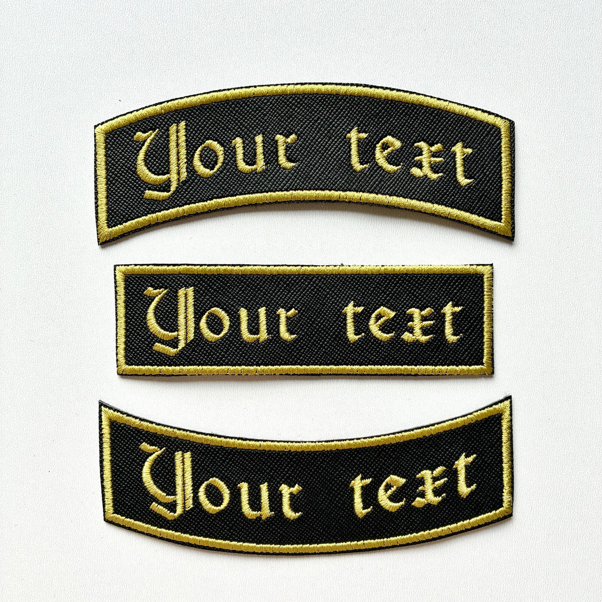 Personalised Embroidered Patch Iron On & Sew On Custom Text Old English Biker