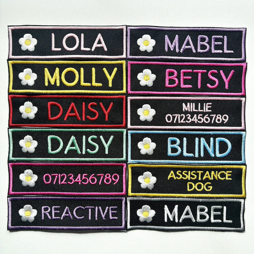 VELCRO® Patch To Fit Julius K9 Dog Harness Personalised Embroidered Custom Text Flower Floral Badge