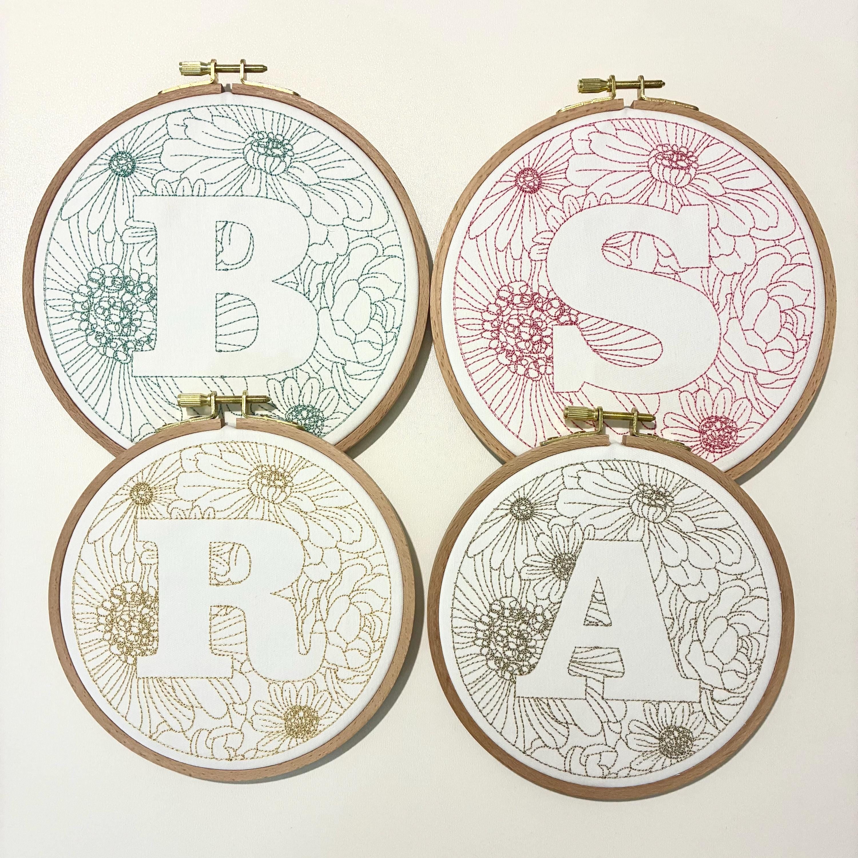 Personalised Embroidery Hoop – Custom Floral Initial Embroidered Vintage Art Nursery Decor Baby Shower Birth Announcement Gift