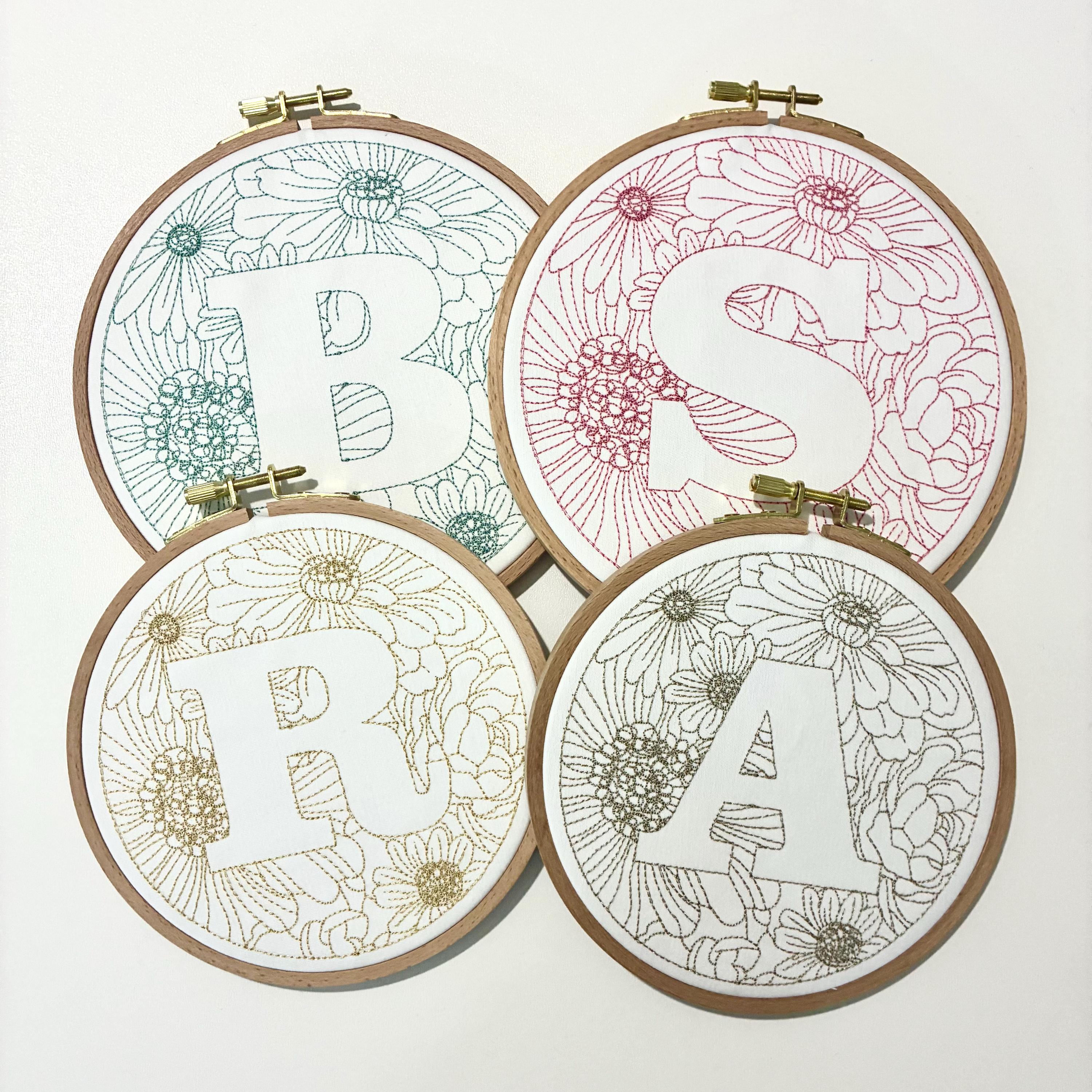 Personalised Embroidery Hoop – Custom Floral Initial Embroidered Vintage Art Nursery Decor Baby Shower Birth Announcement Gift