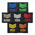 Personalised Embroidered Sergeant Chevron Patch 50x50mm Sew/Iron/VELCRO® Custom Text Badge Black