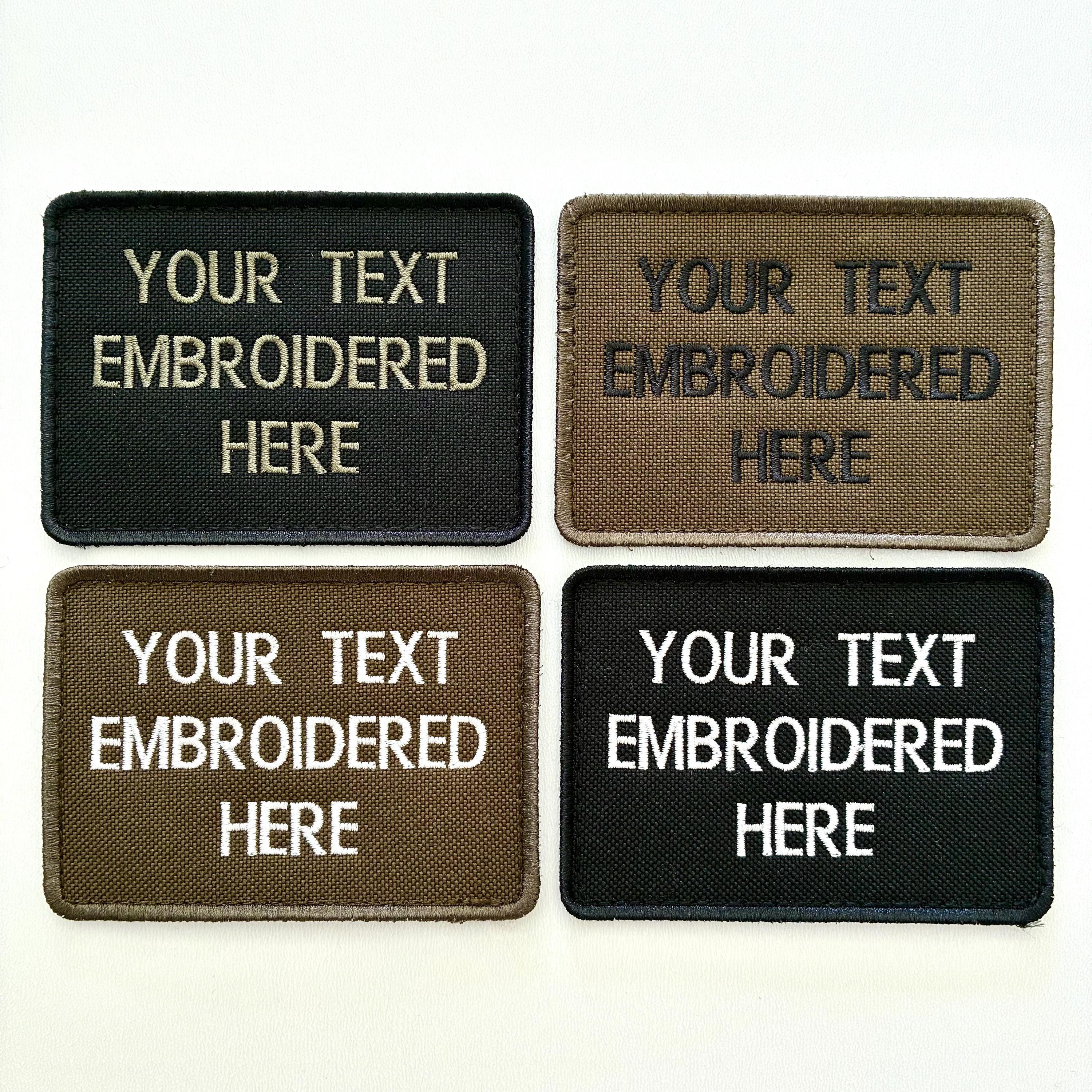 Personalised Embroidered Text Patch Hook Loop Custom Military Molle Morale Badge