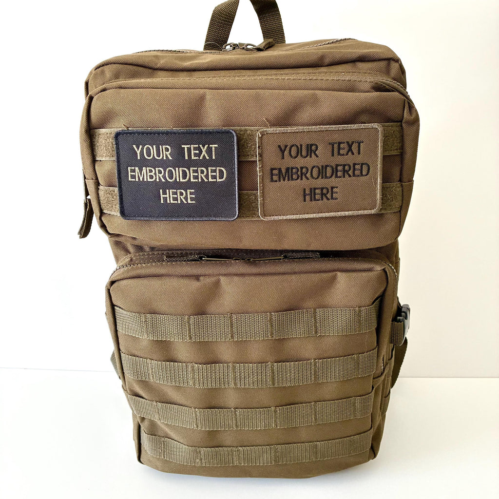 Personalised Embroidered Text Patches & Backpack Hook Loop Custom Military Molle Morale Badge