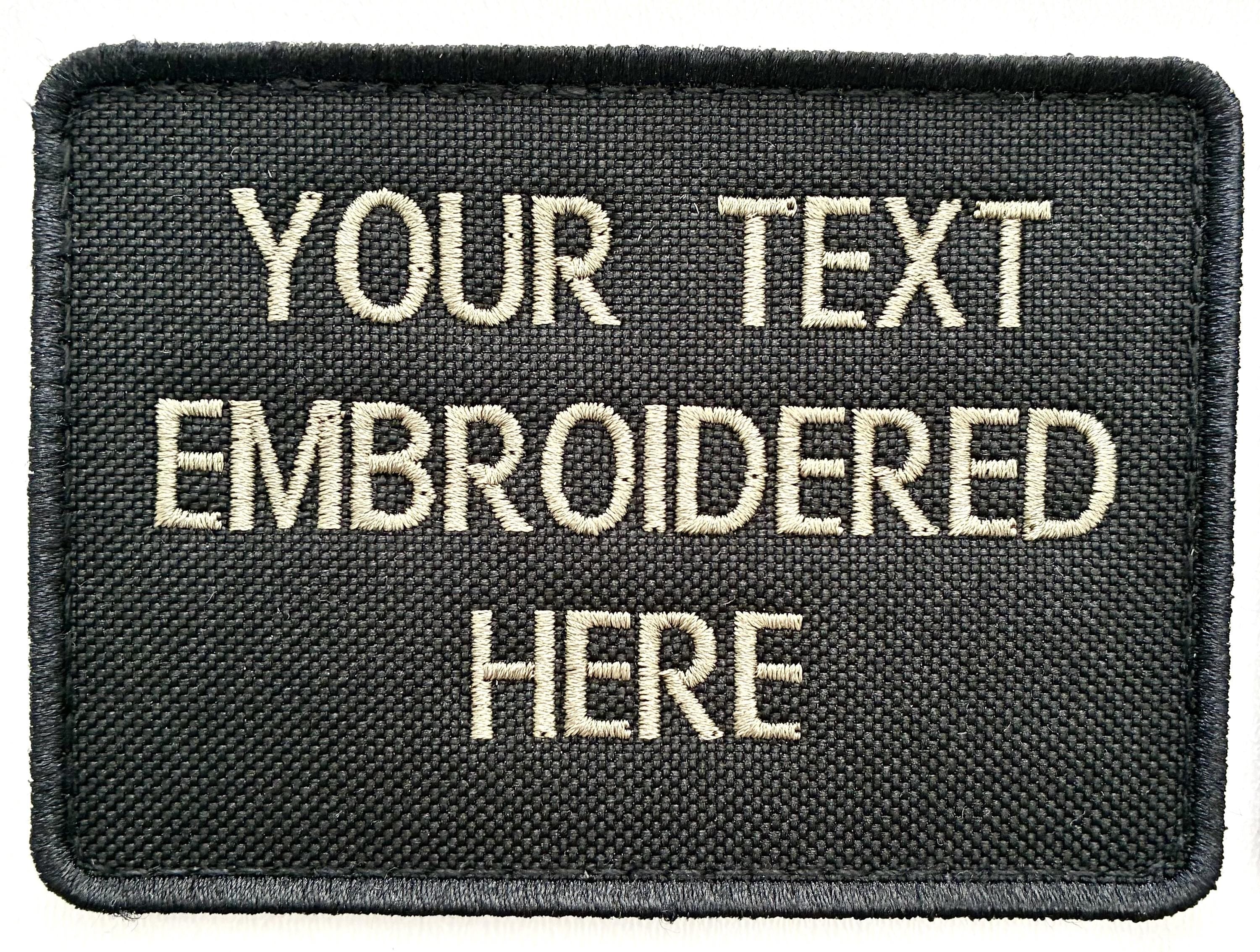 Personalised Embroidered Text Patches & Backpack Hook Loop Custom Military Molle Morale Badge