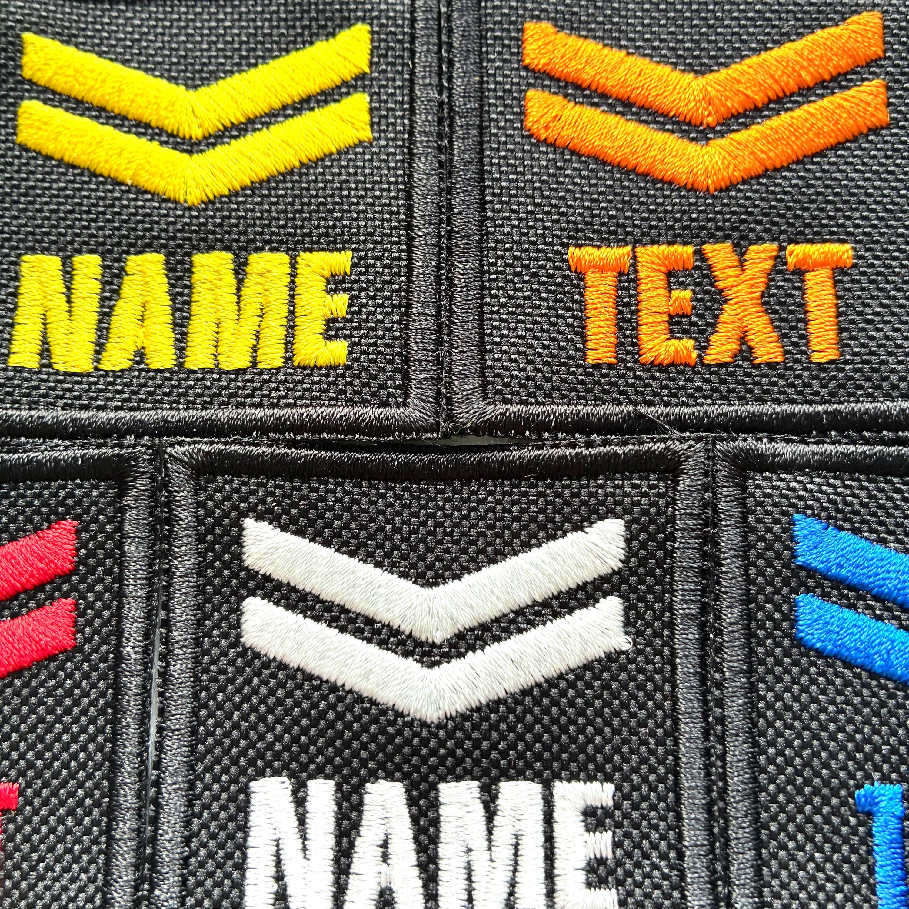 Personalised Embroidered Corporal Chevron Patch 50x50mm Sew/Iron/VELCRO® Custom Text Badge Black