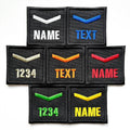 Personalised Embroidered Lance Corporal Chevron Patch 50x50mm Sew/Iron/VELCRO® Custom Text Badge Black
