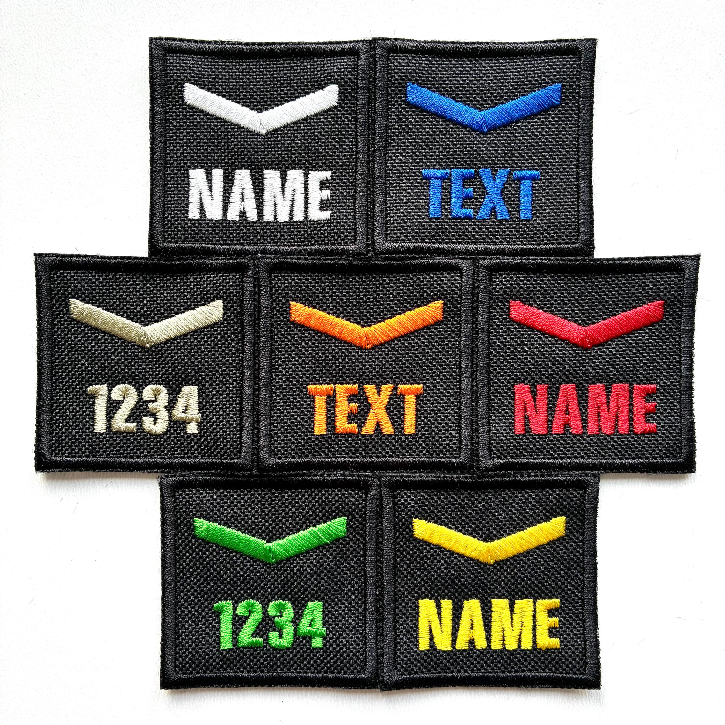 Personalised Embroidered Lance Corporal Chevron Patch 50x50mm Sew/Iron/VELCRO® Custom Text Badge Black