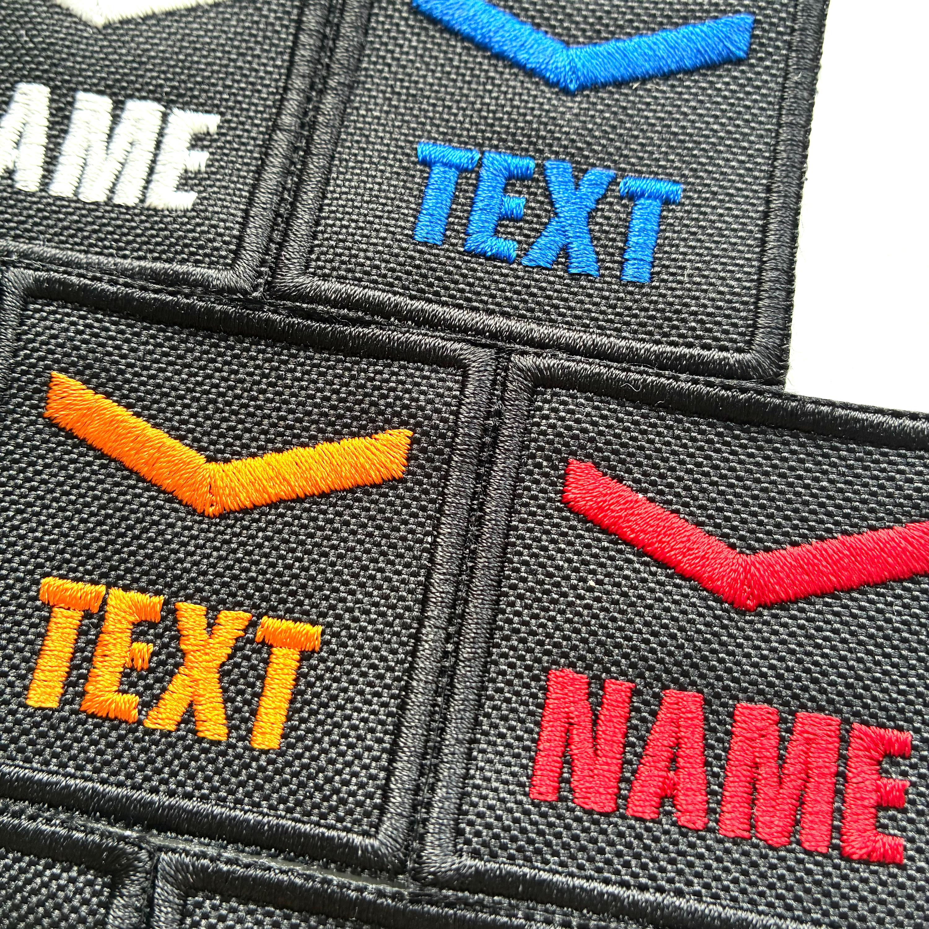 Personalised Embroidered Lance Corporal Chevron Patch 50x50mm Sew/Iron/VELCRO® Custom Text Badge Black