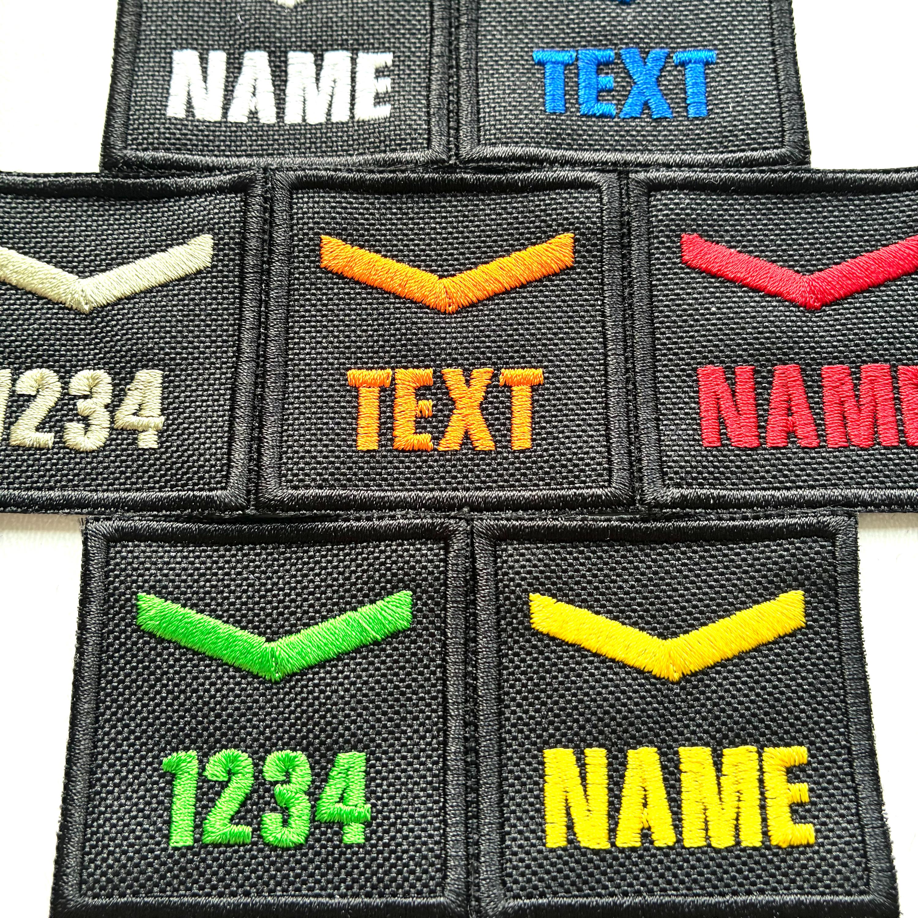 Personalised Embroidered Lance Corporal Chevron Patch 50x50mm Sew/Iron/VELCRO® Custom Text Badge Black