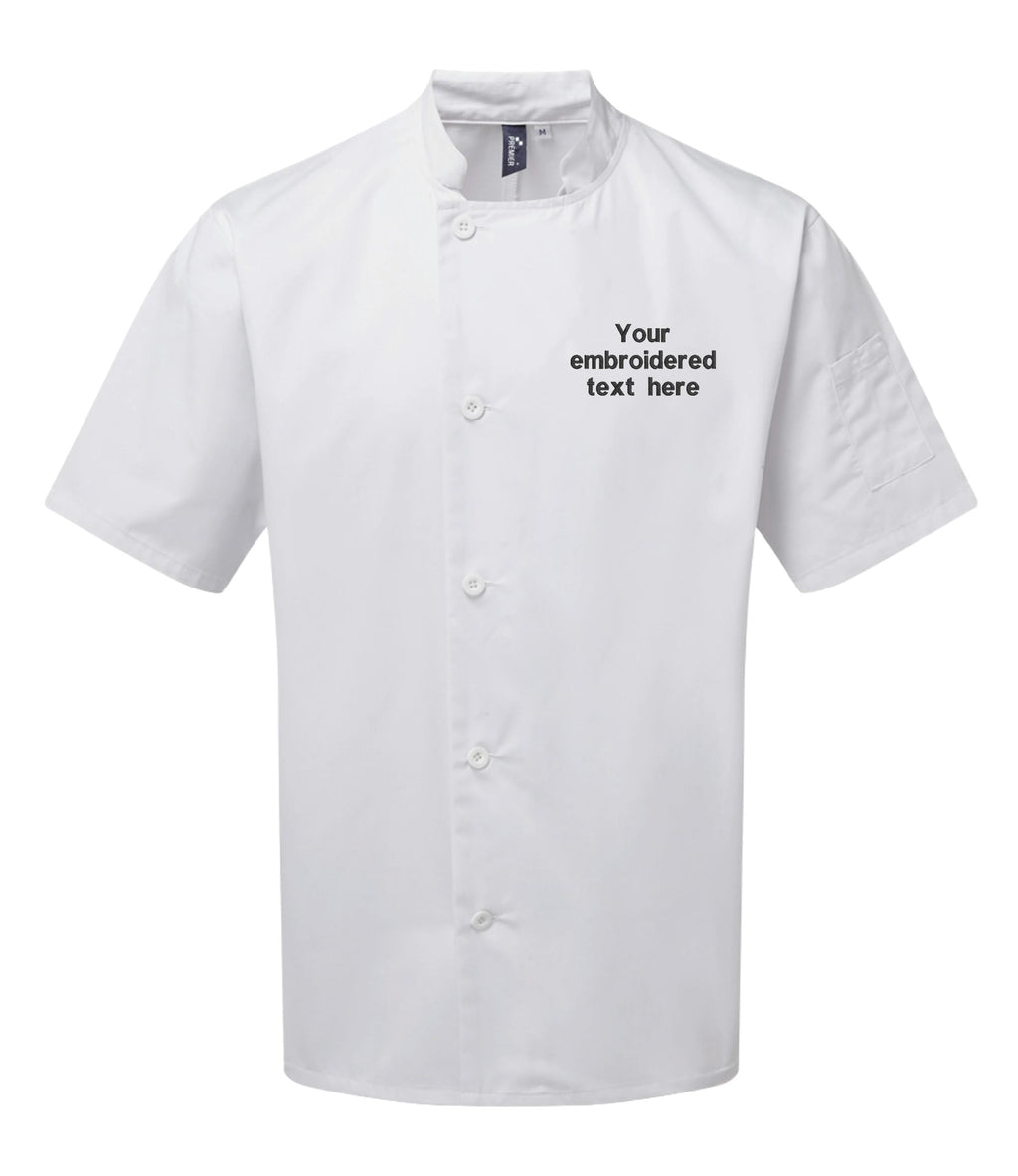 Embroidered Personalised Text Chef's Short Sleeve Jacket Custom Business Kitchen Uniform