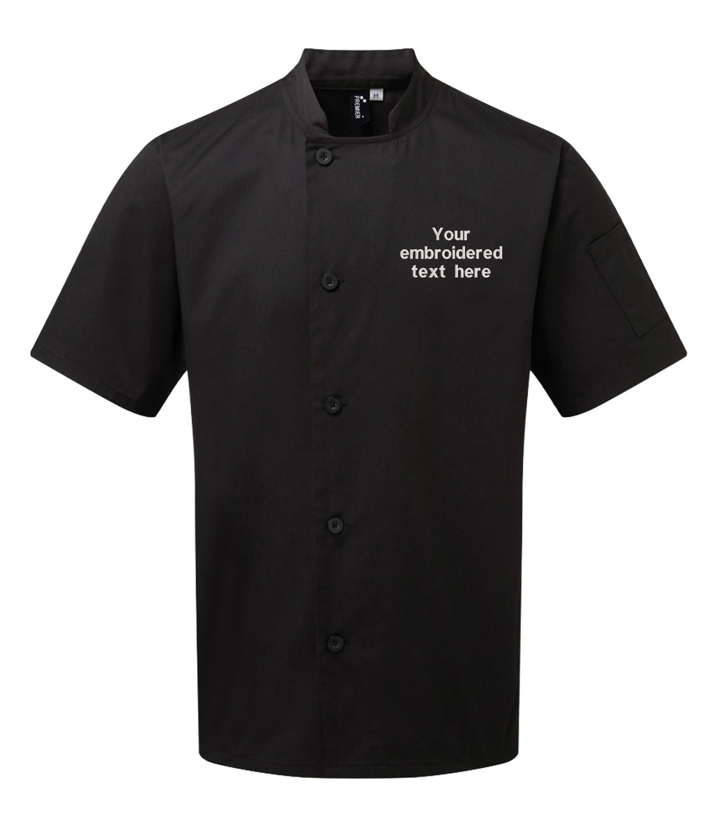 Embroidered Personalised Text Chef's Short Sleeve Jacket Custom Business Kitchen Uniform