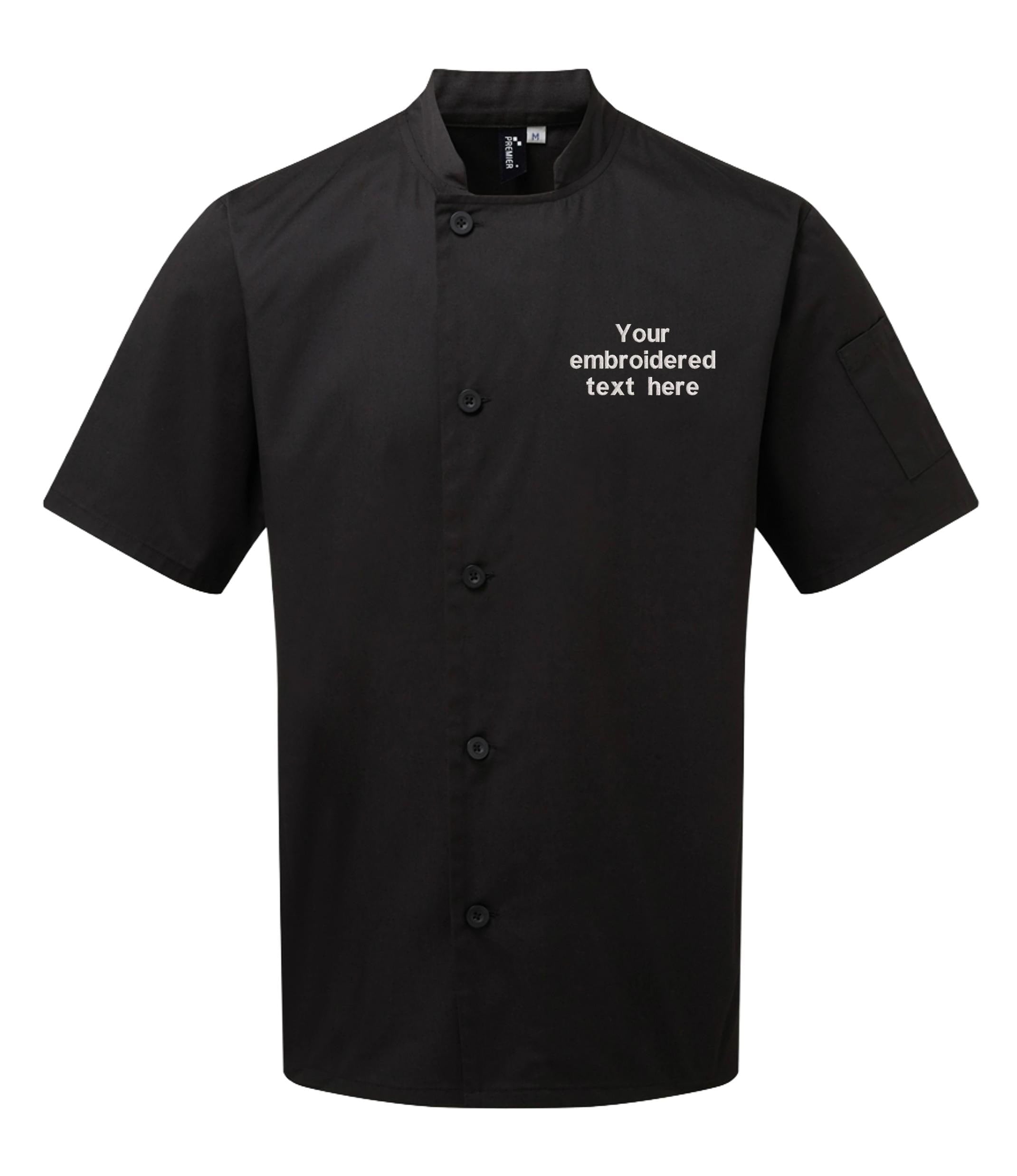 Embroidered Personalised Text Chef's Short Sleeve Jacket Custom Business Kitchen Uniform