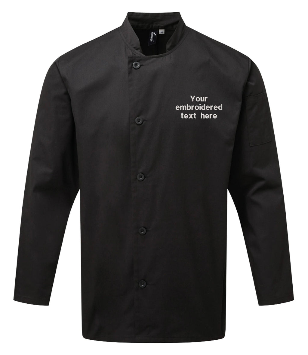 Embroidered Personalised Text Chef's Long Sleeve Jacket Custom Business Kitchen Uniform