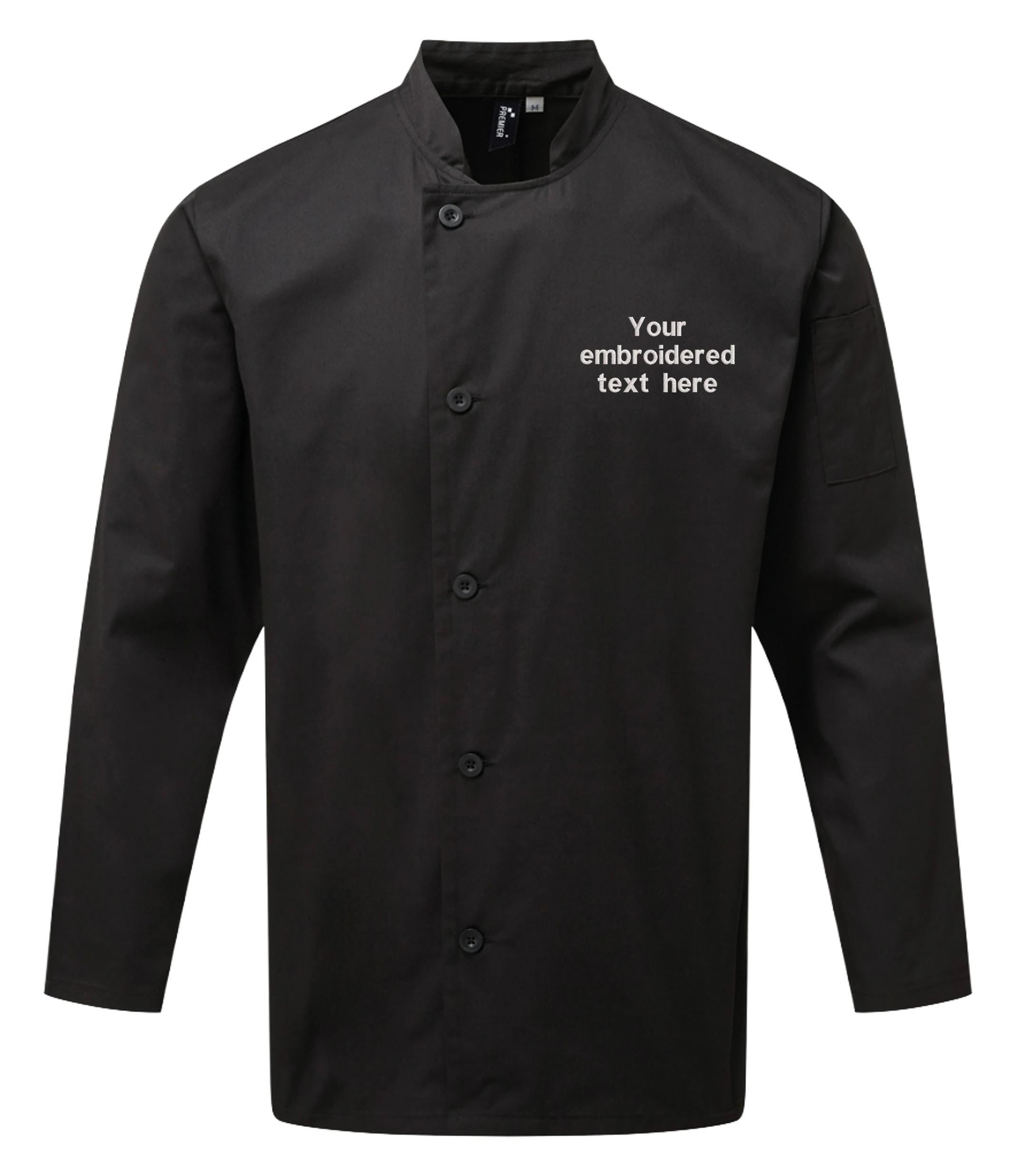 Embroidered Personalised Text Chef's Long Sleeve Jacket Custom Business Kitchen Uniform