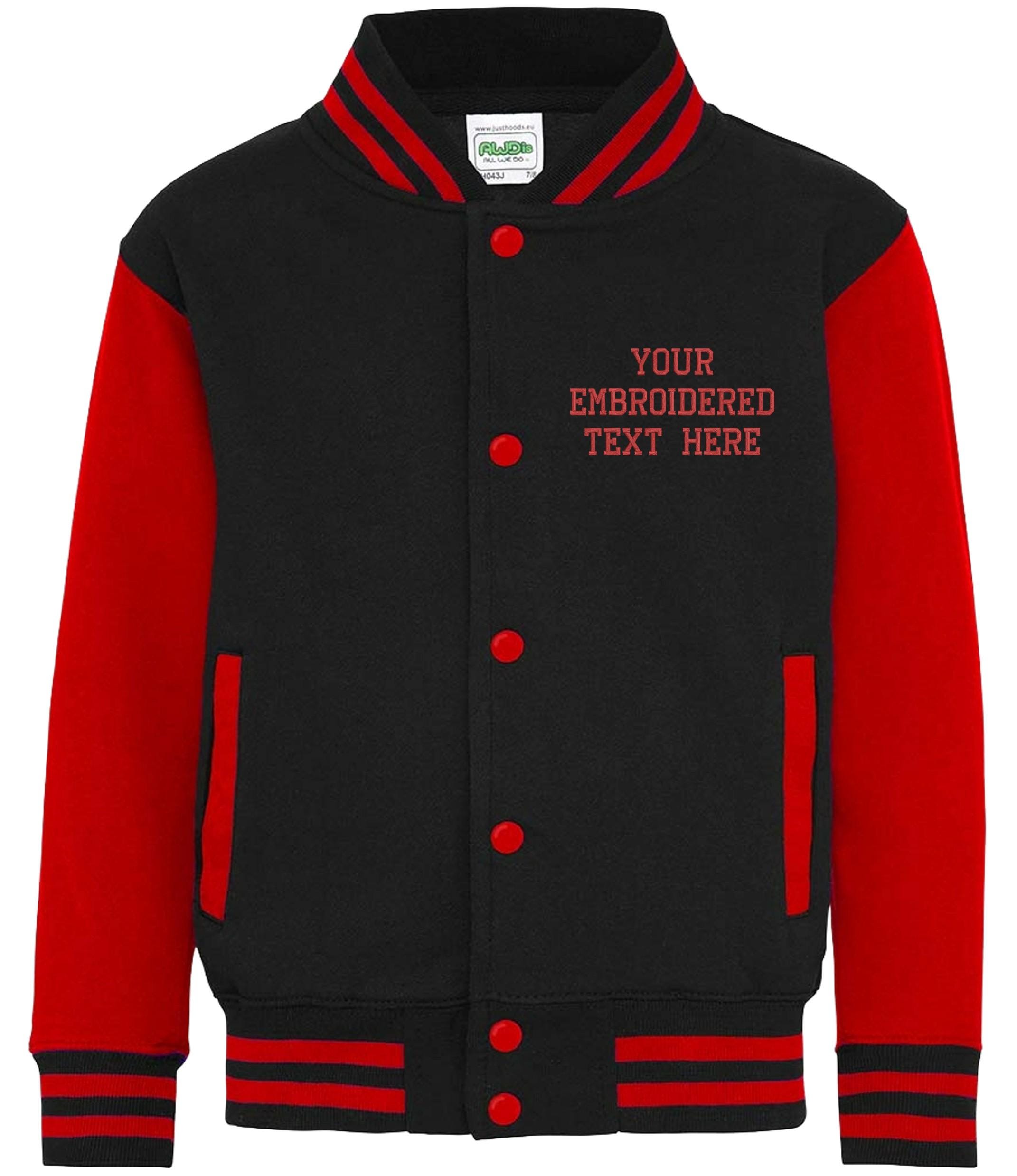 Embroidered Personalised Text Adults Varsity Jacket Custom Name Letterman College Baseball